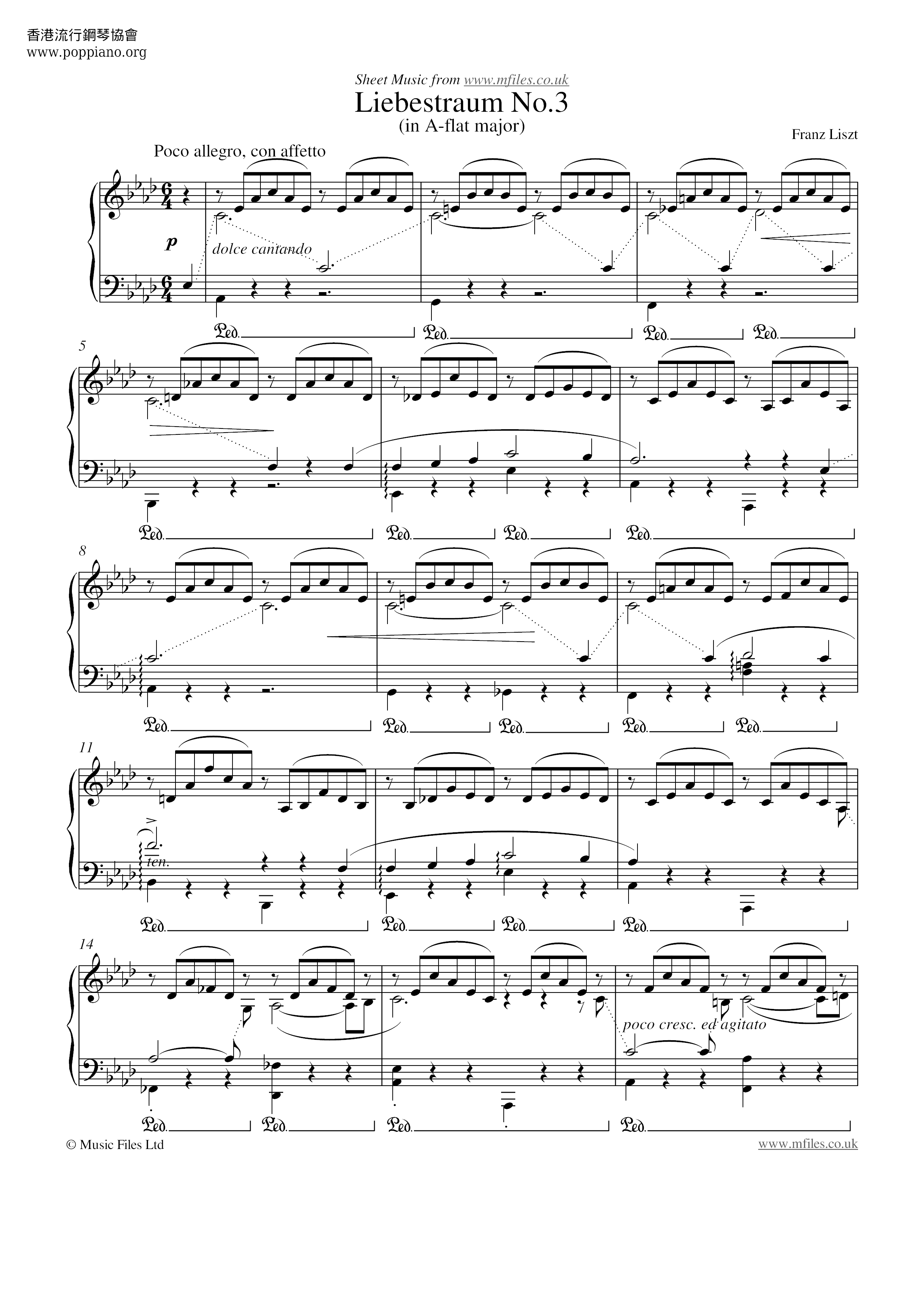 Liebestraum No. 3 in A-Flat Major, S. 541 / 3 Score