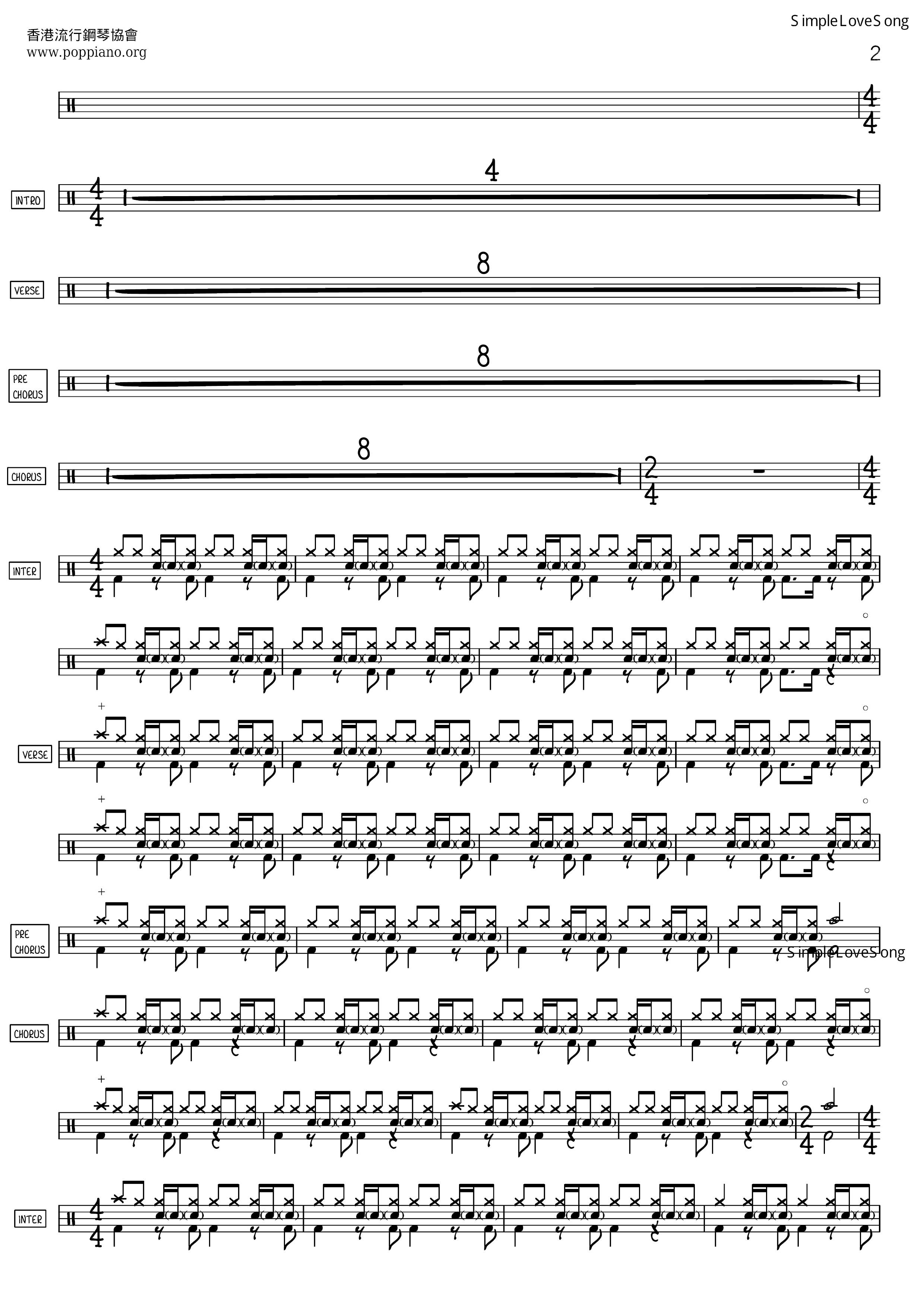 Simple Love Song Score