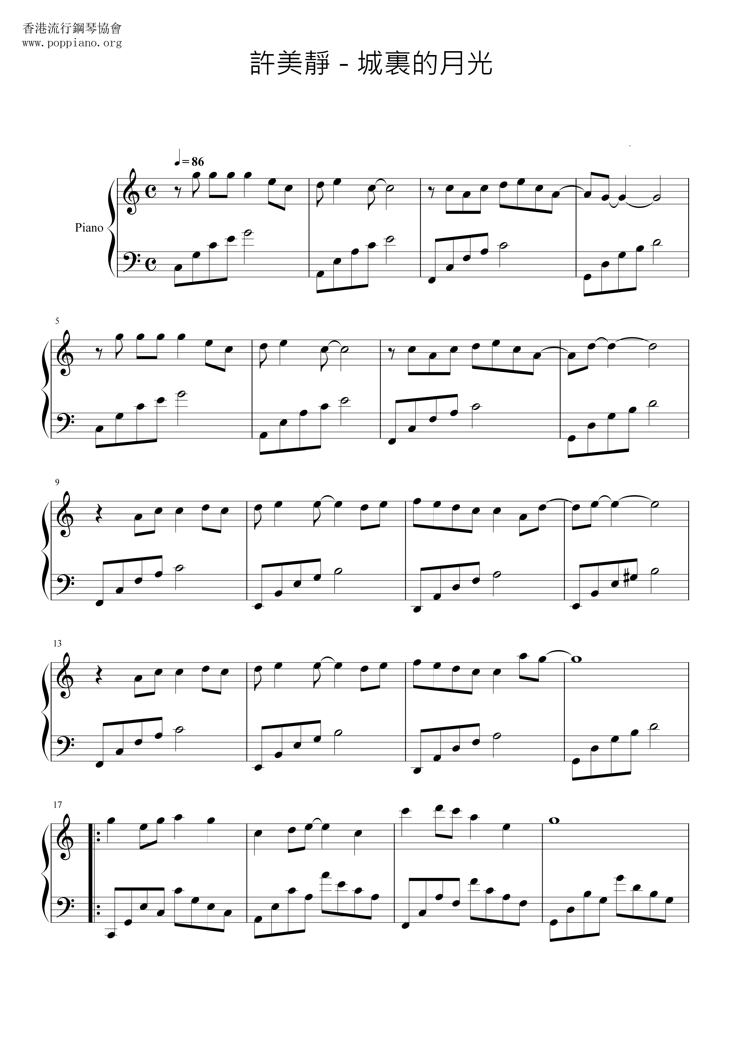 Moonlight In The City Score