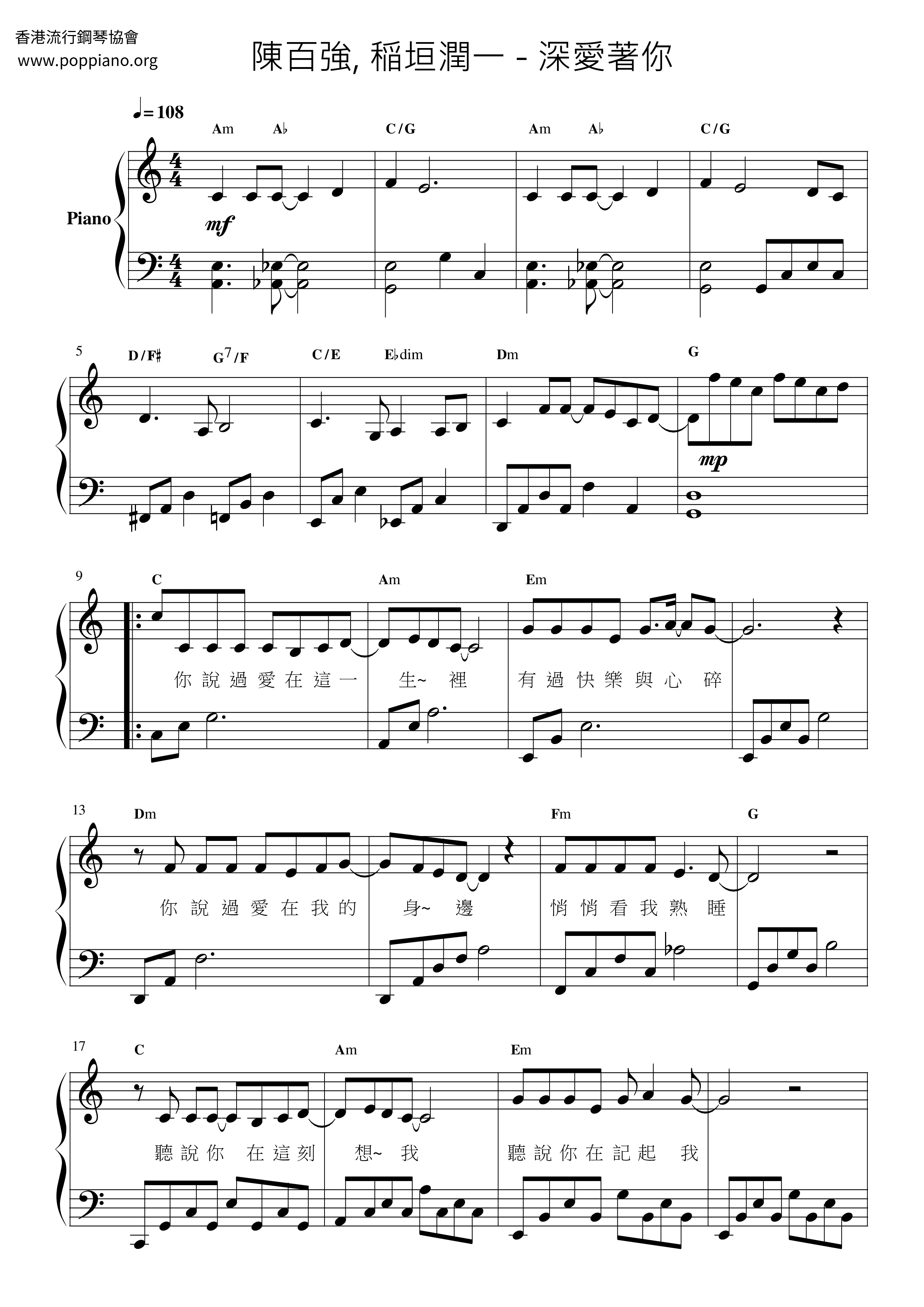 Deeply Love You Score
