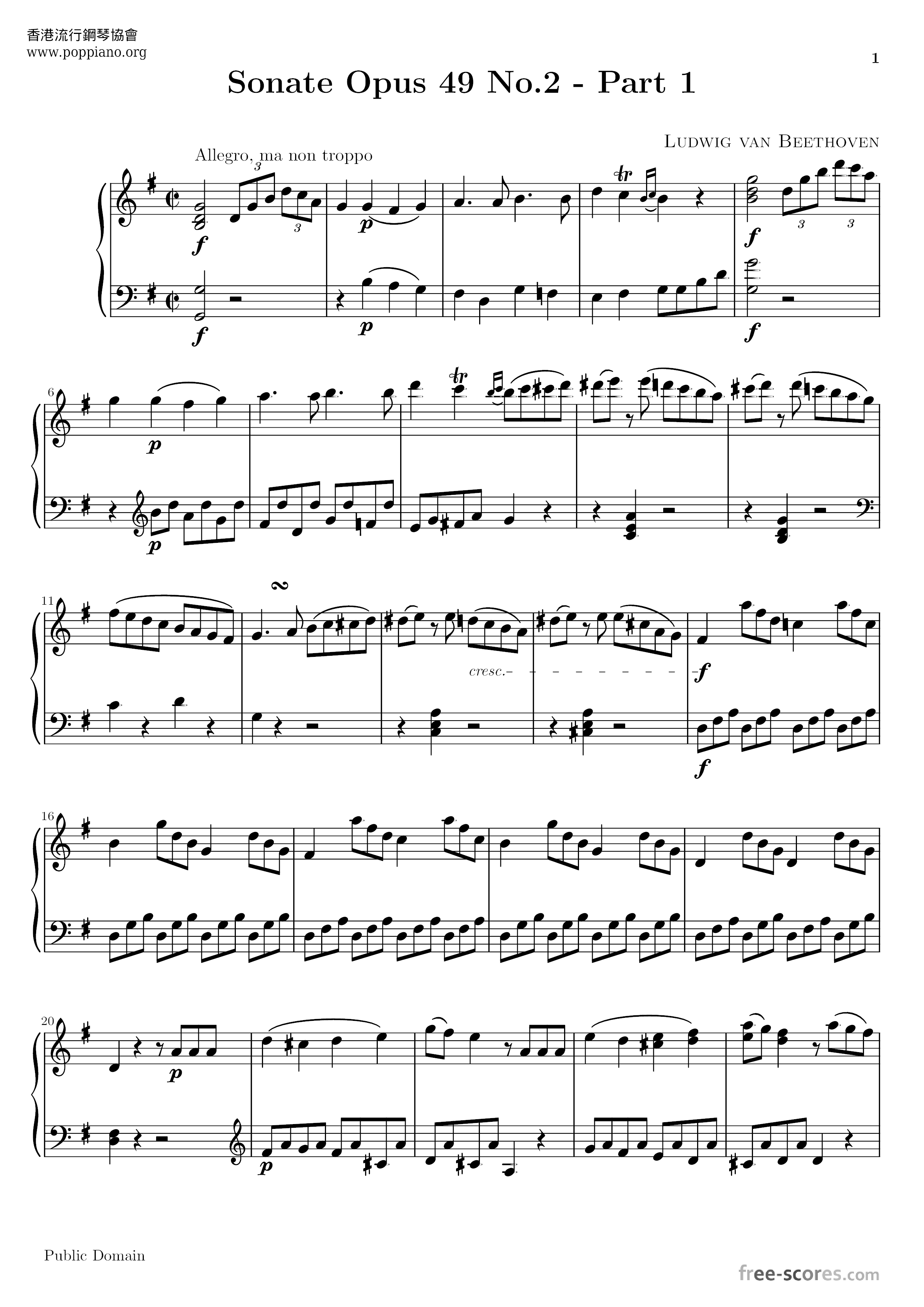 Piano Sonata Op. 49 No. 2琴譜