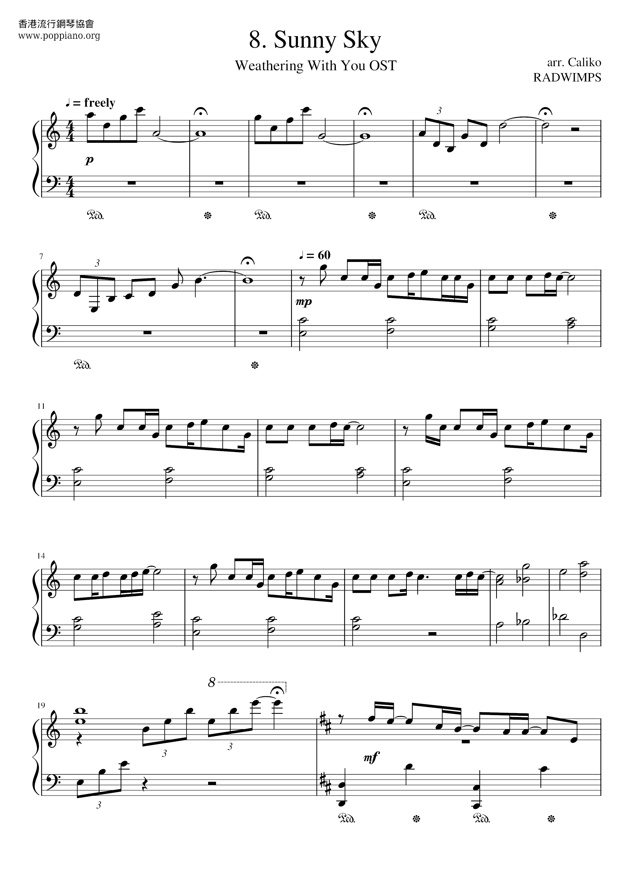 Weathering With You - Sky Clearing Up Score