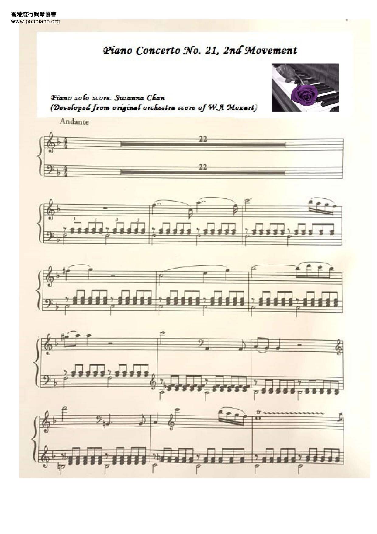 Piano Concerto No. 21, 2nd Movement Score