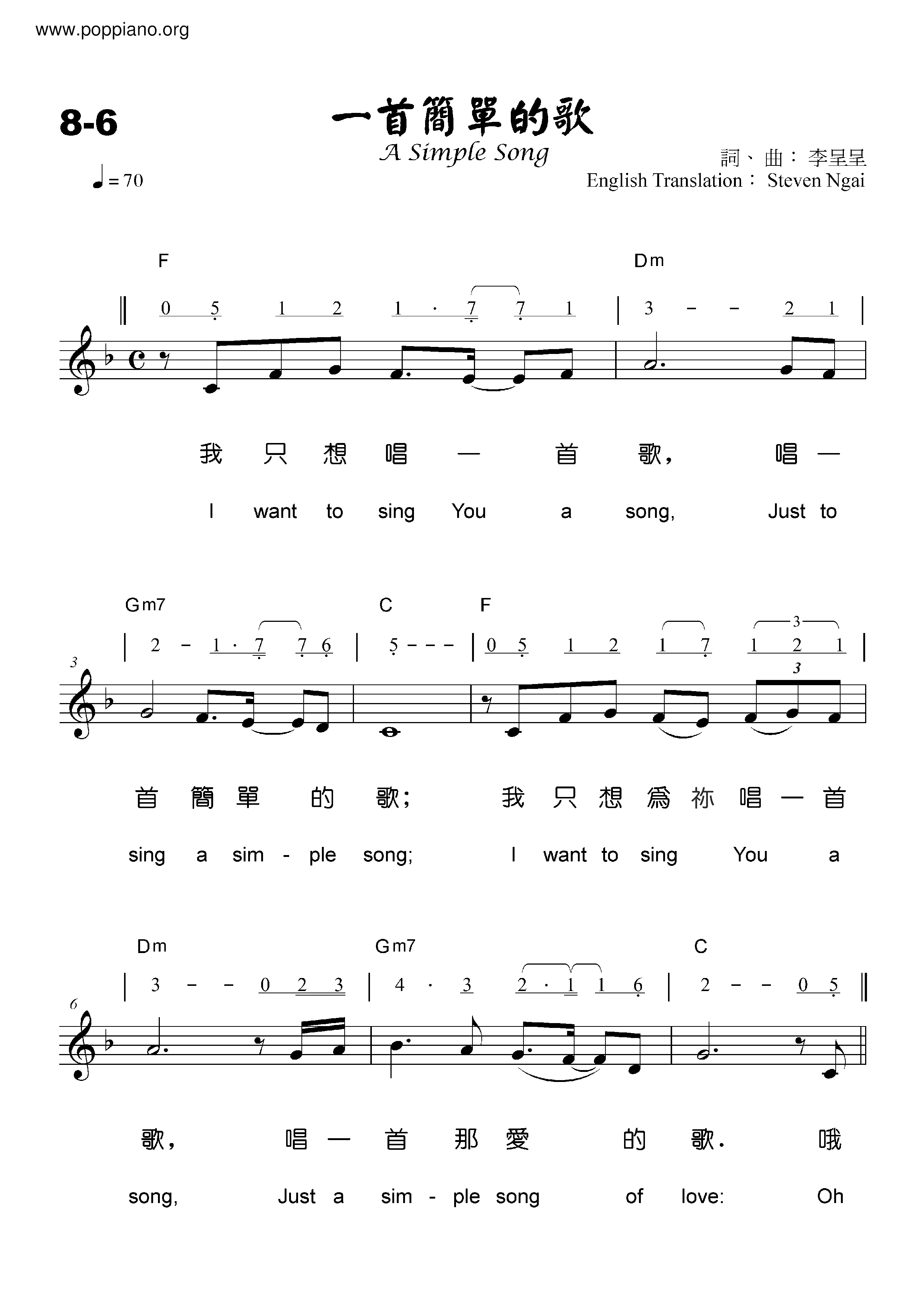 A Simple Song Score