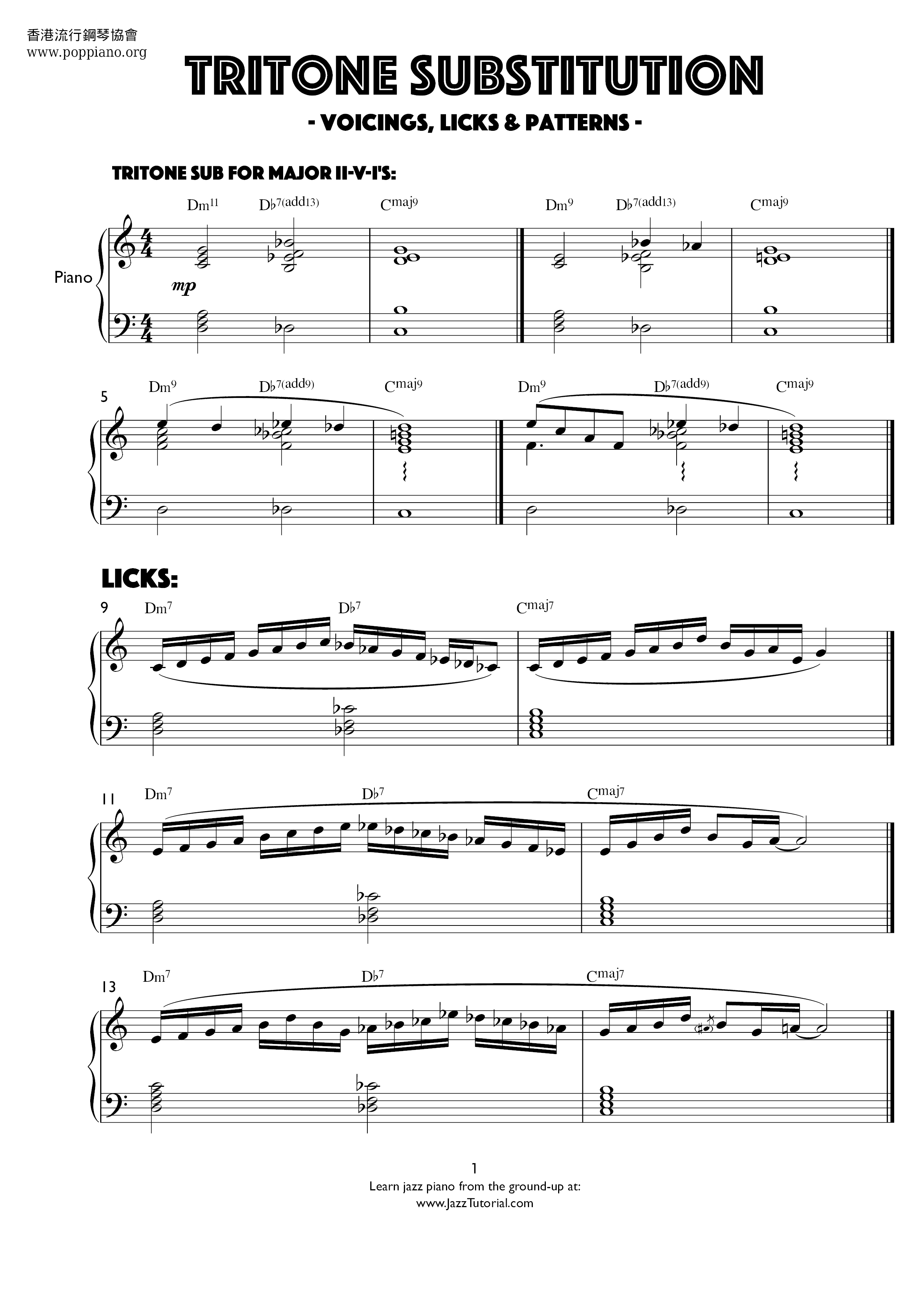 Tritone Substitutionピアノ譜