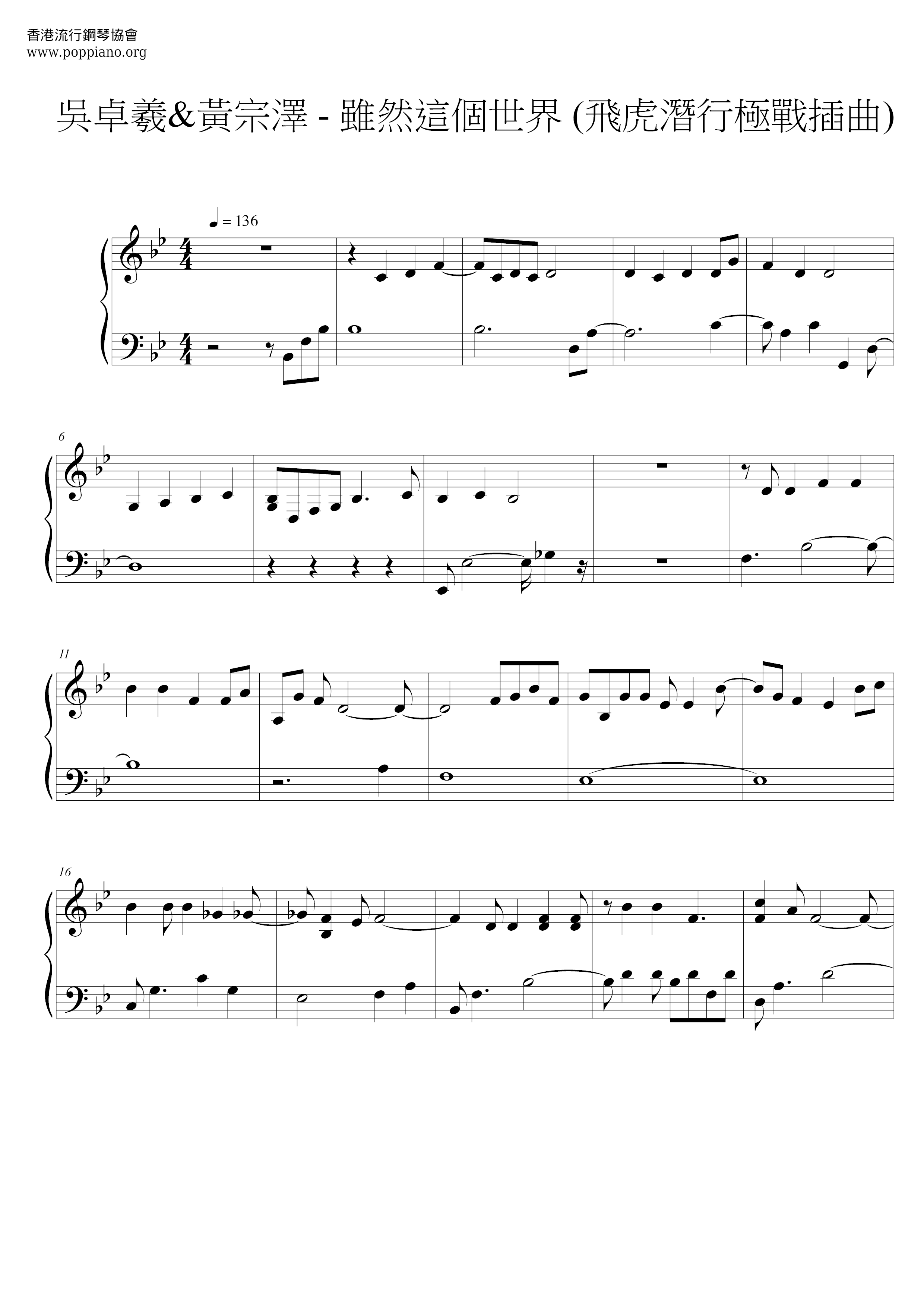 Although This World (Flying Tigers Stealth Extreme Episode) Score