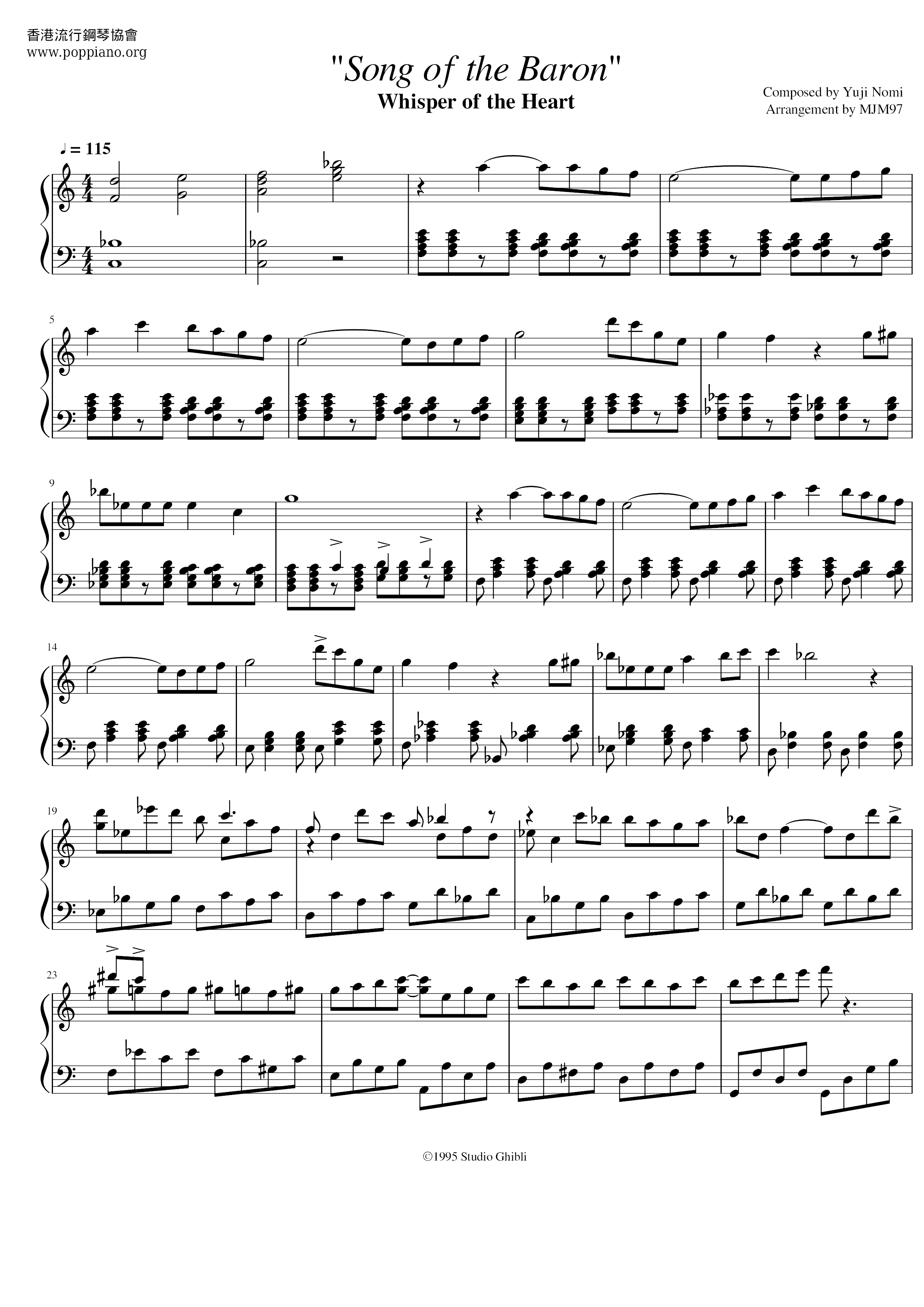 Song Of The Baron Score