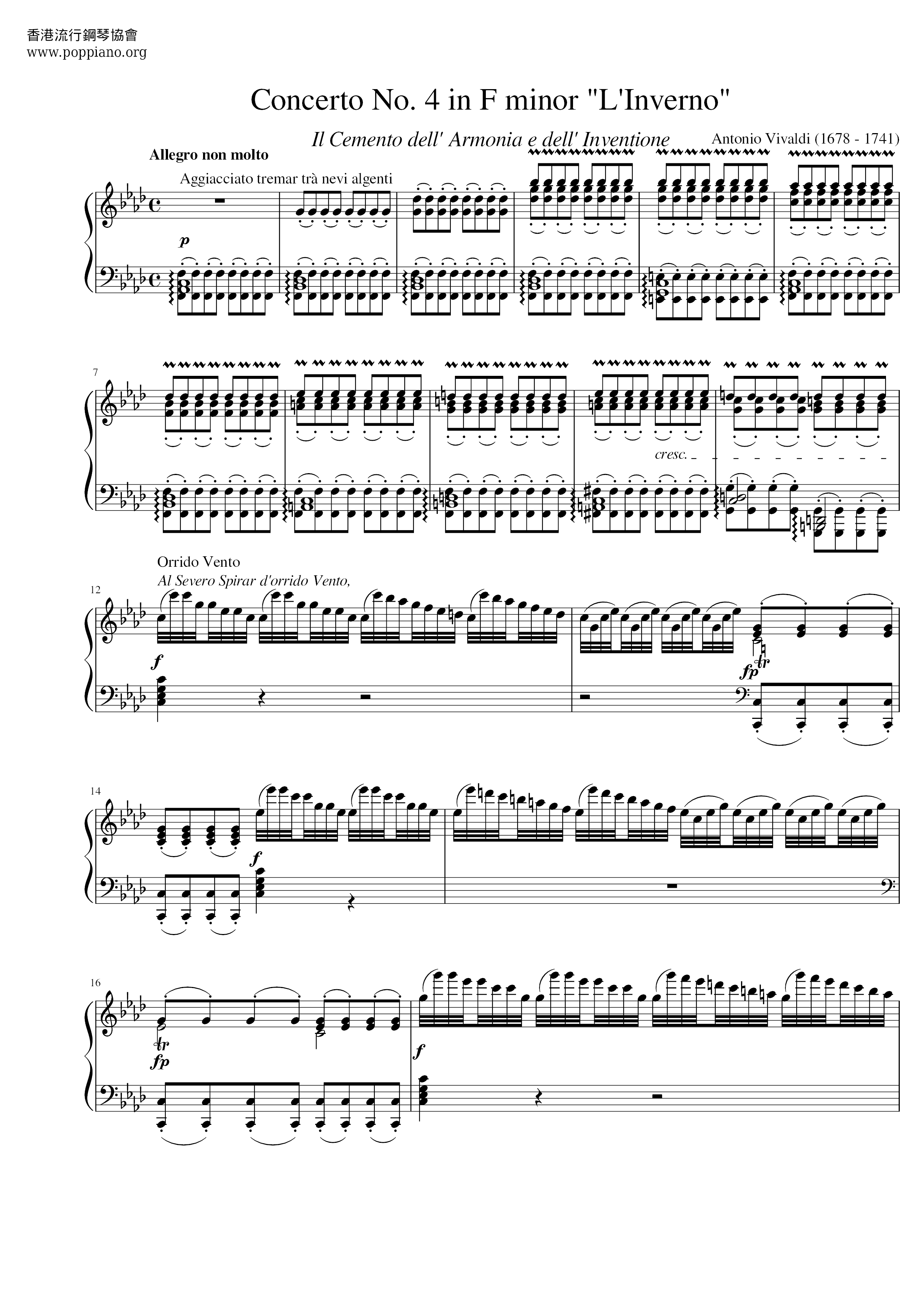 Concerto No.4 In F Minor琴谱