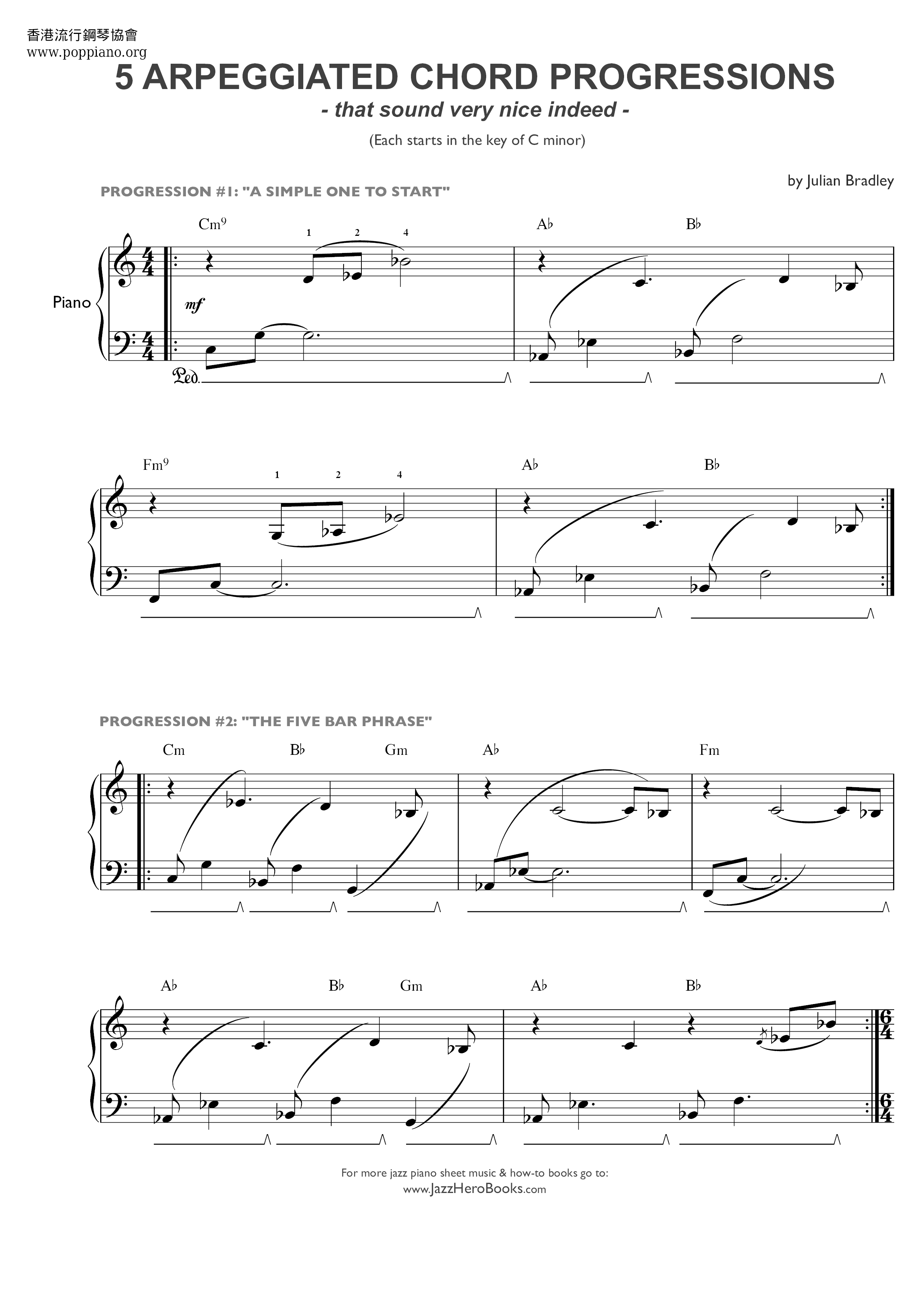 5 Arpeggiated Chord Progressions Score