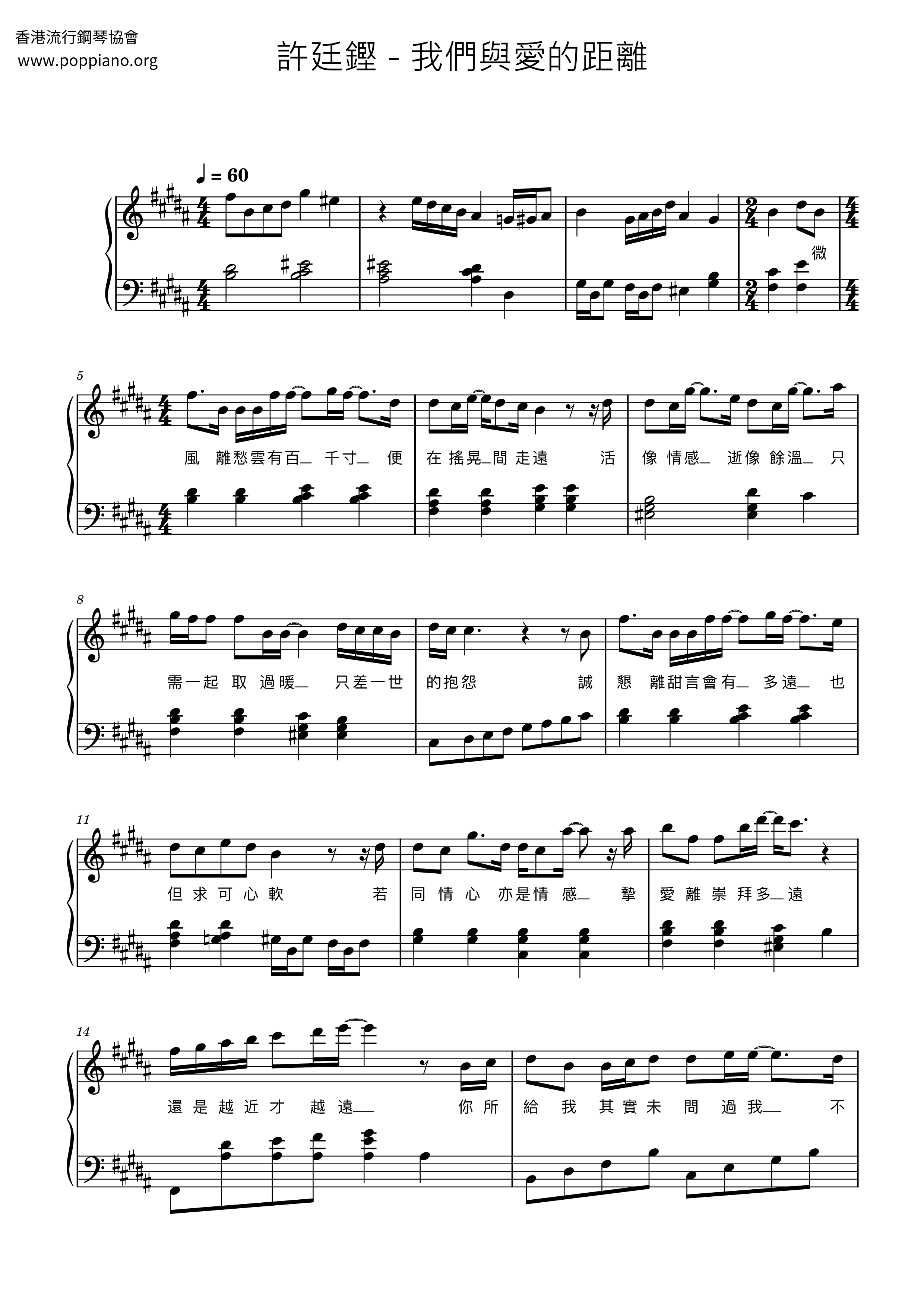 The Distance Between Us And Love Score