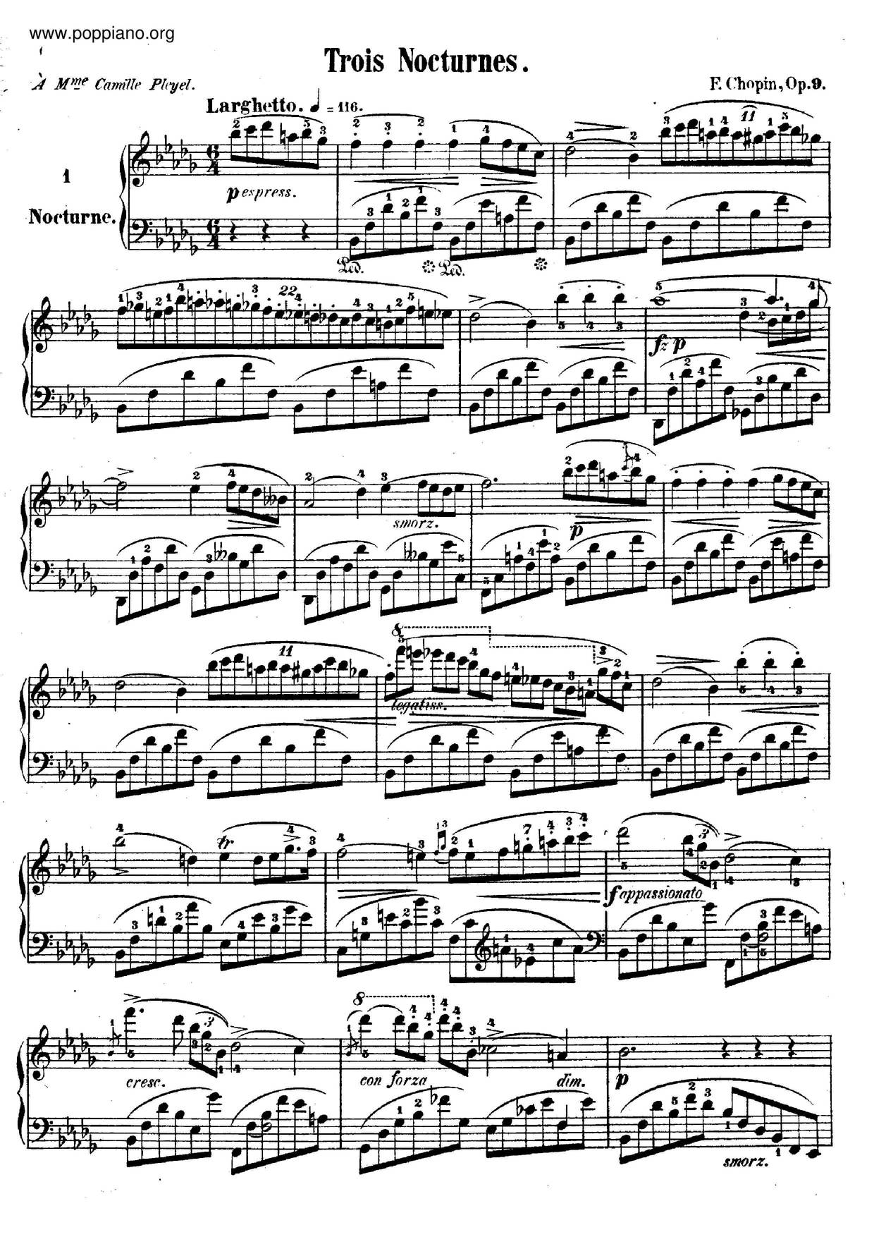 Nocturne Op. 9 No. 1 in B flat minor琴譜