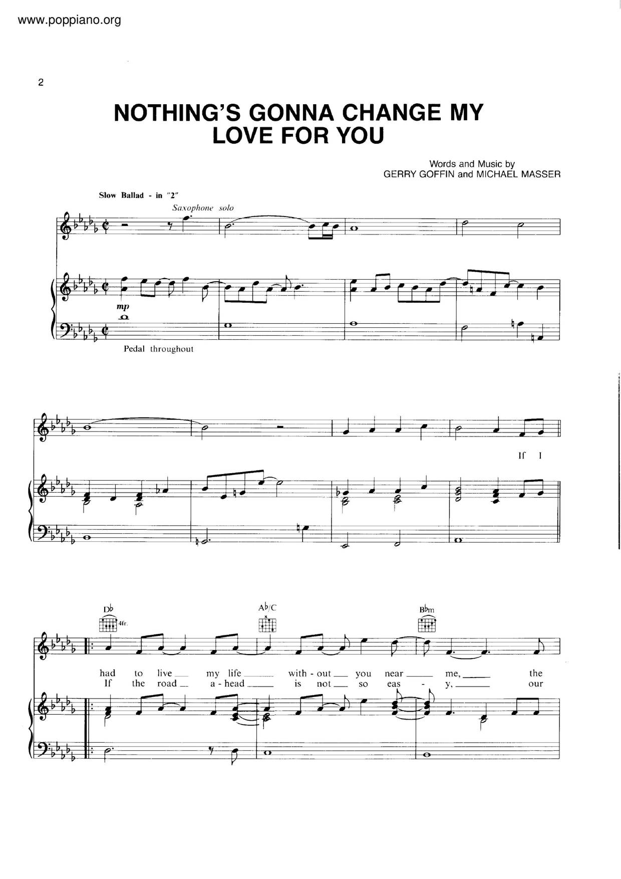 Nothing's Gonna Change My Love For You Score