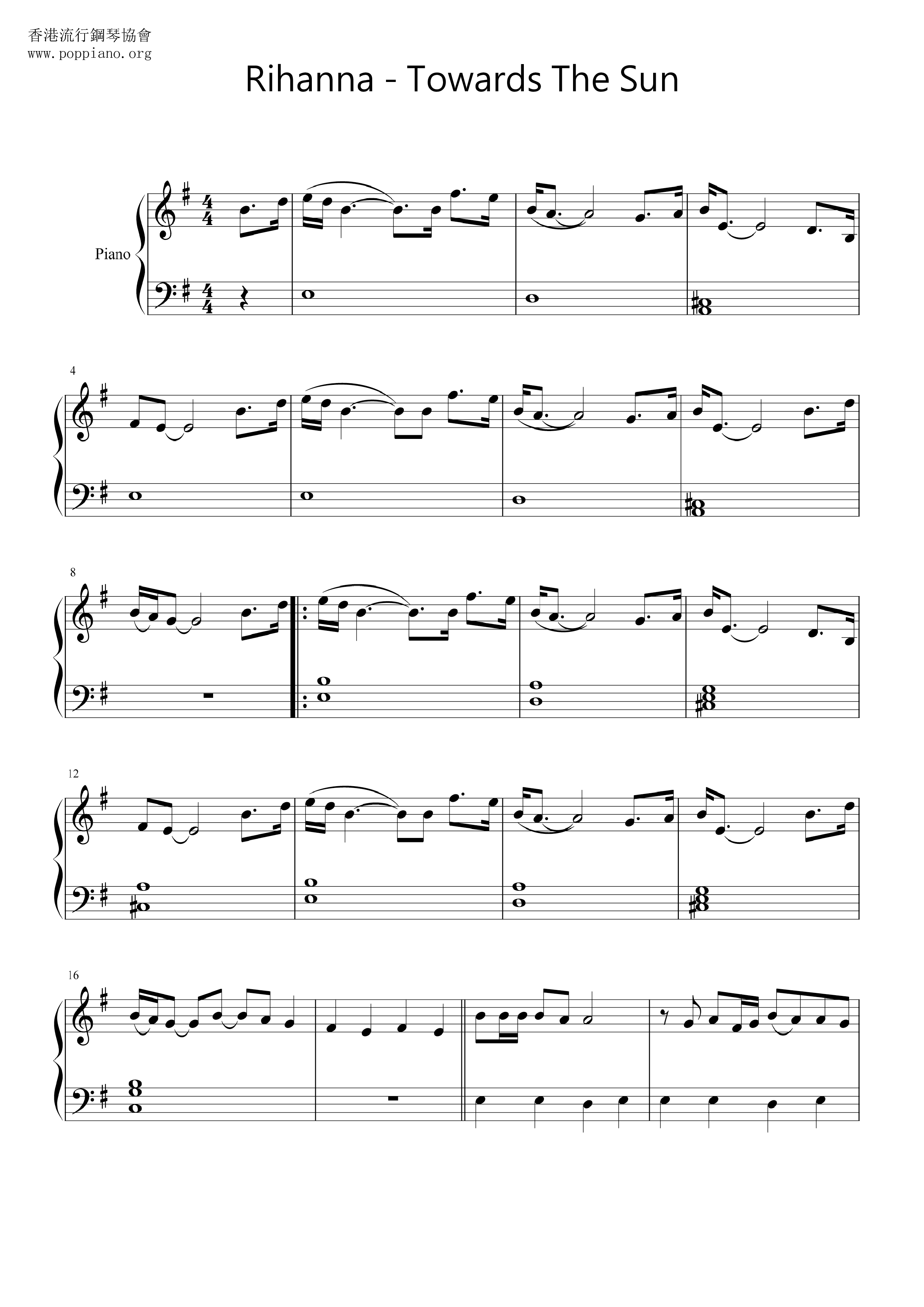 Towards The Sun Score