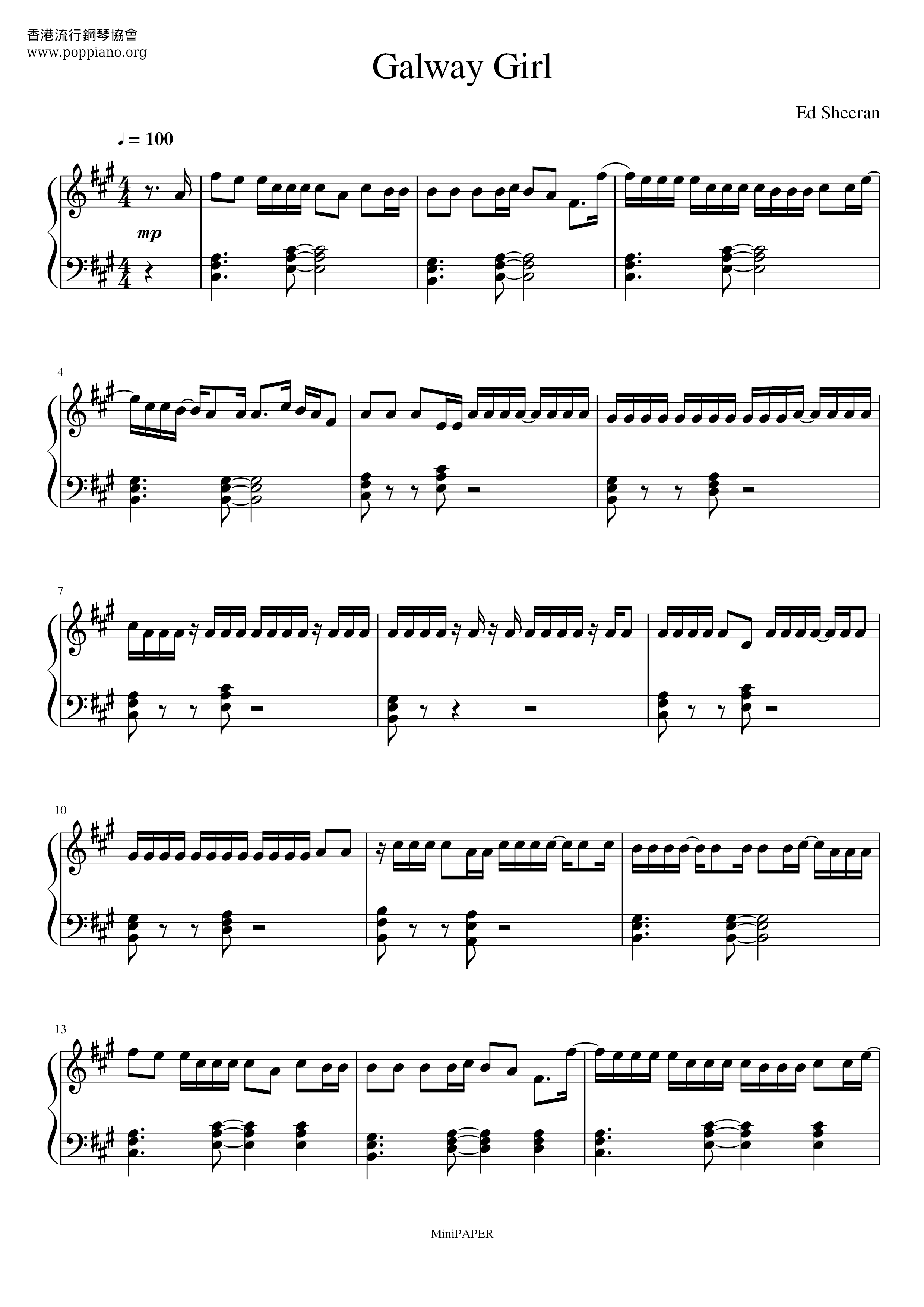 Galway Girl琴谱