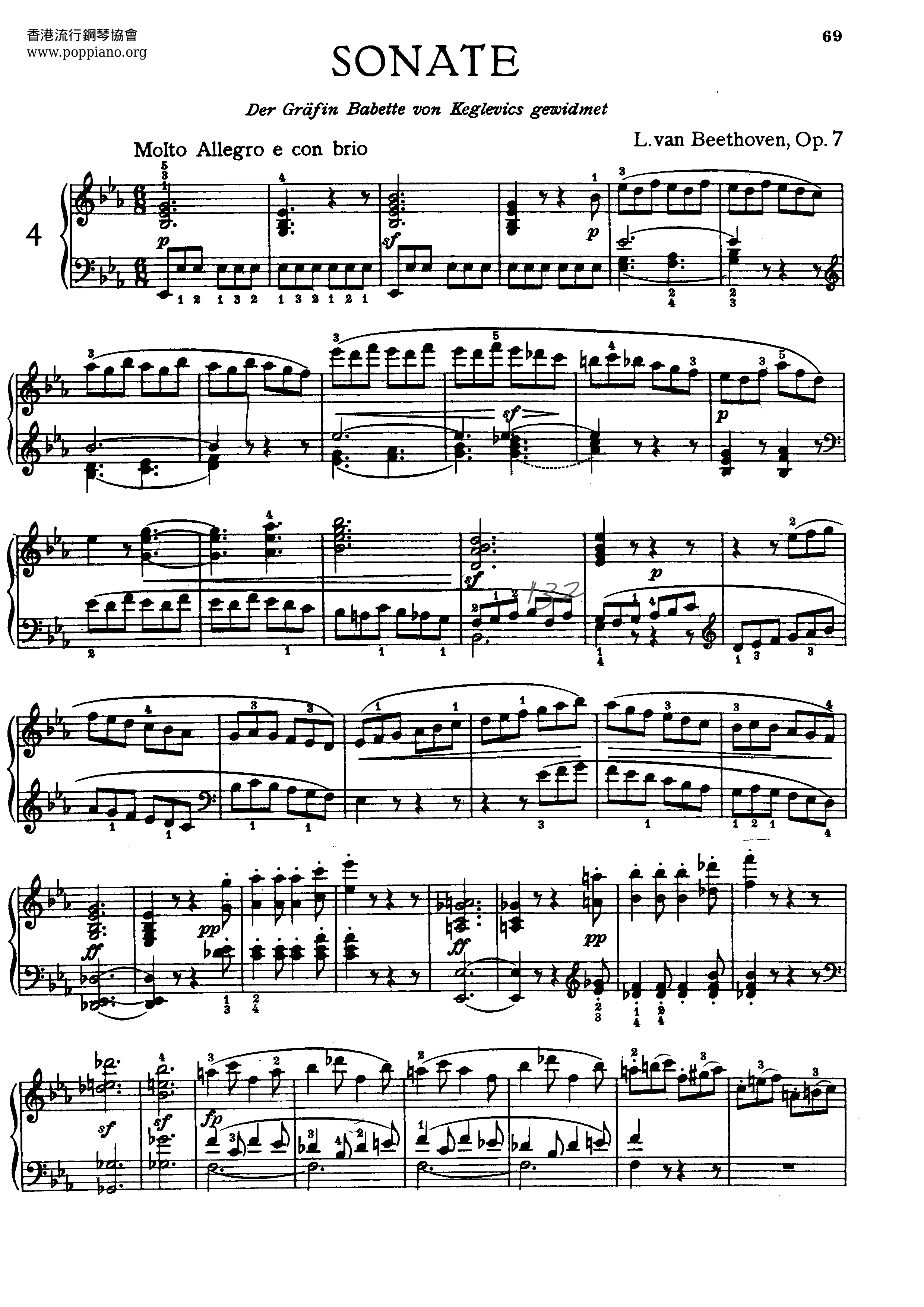 Piano Sonata No. 4 In Eb Major Op. 7 Score