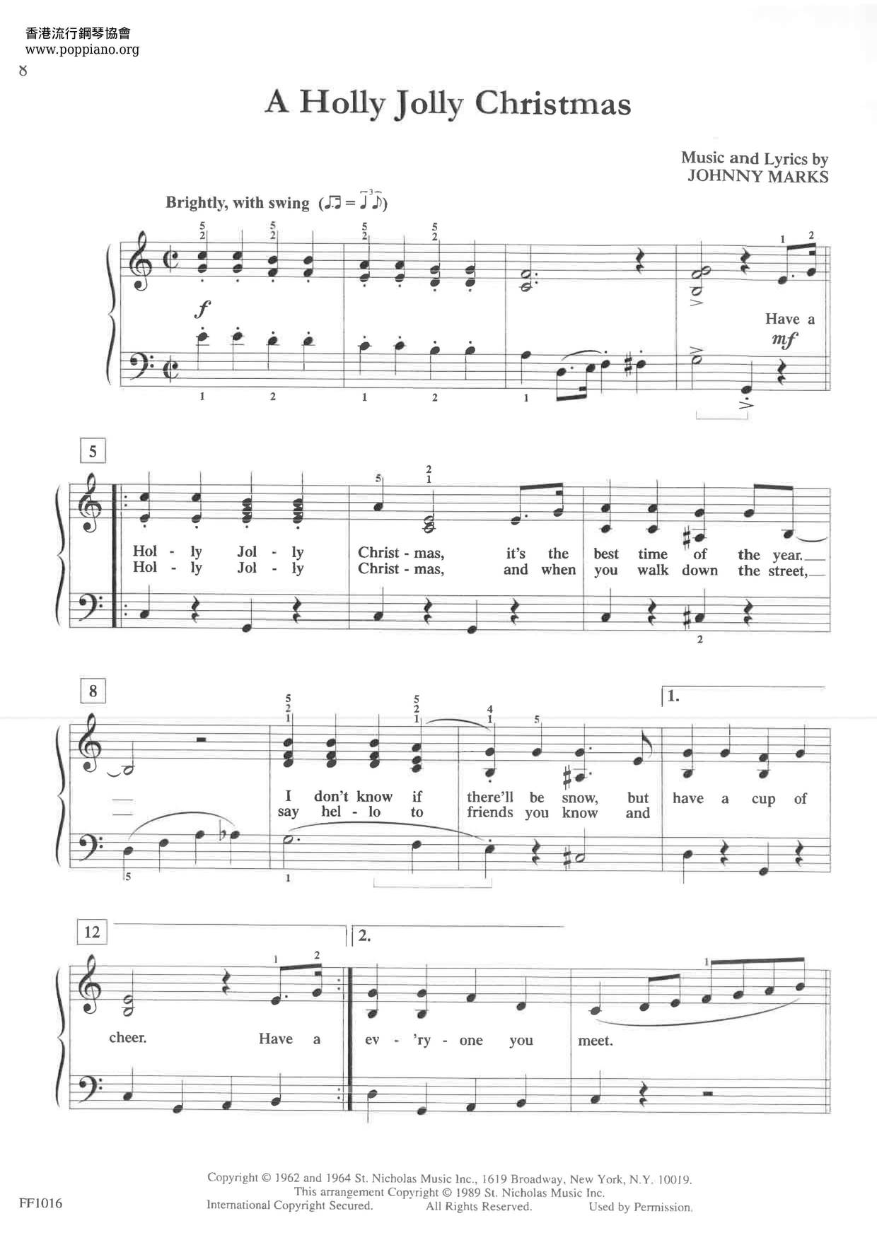 A Holly Jolly Christmas琴譜