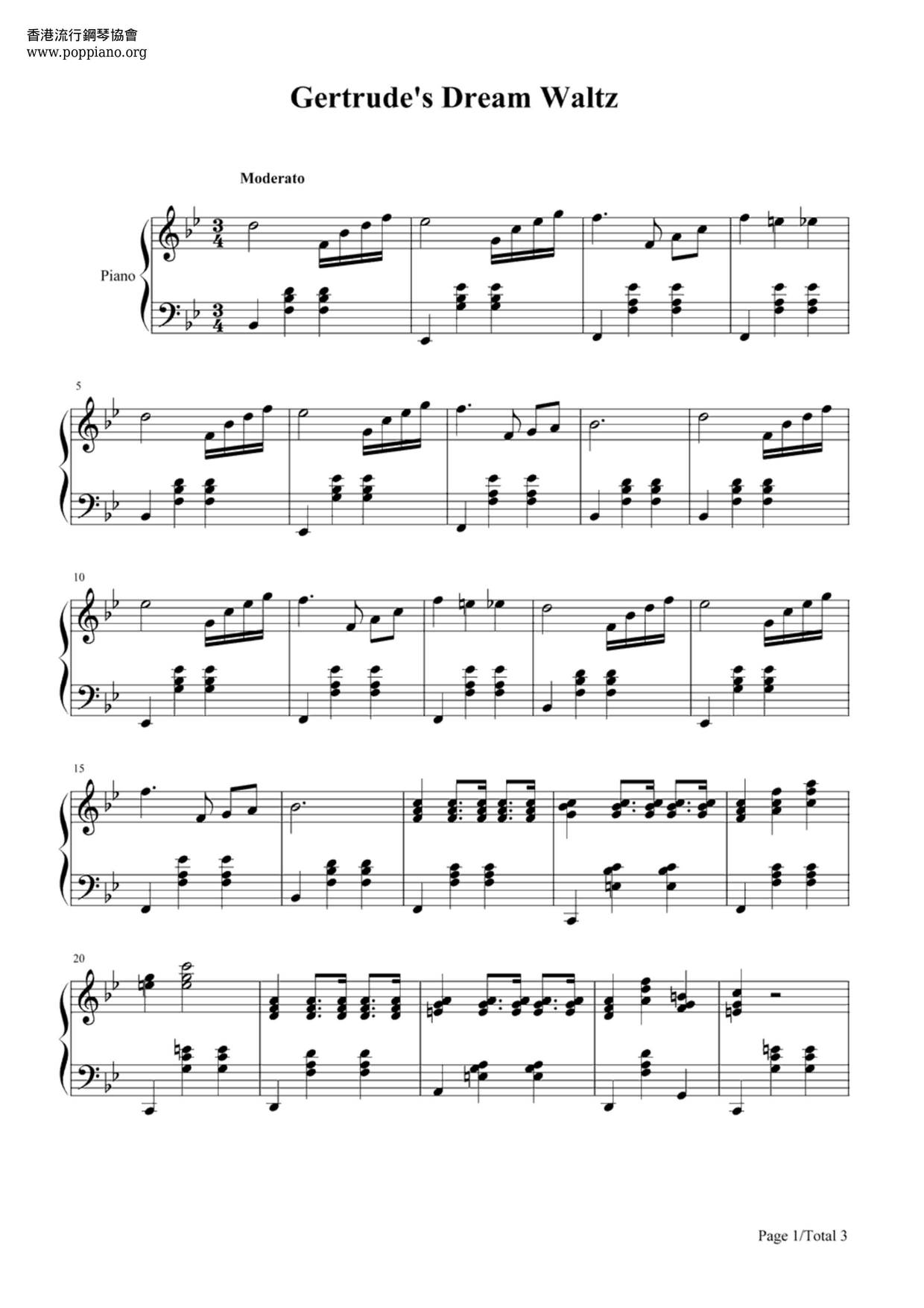 Gertrude's Dream Waltz Score