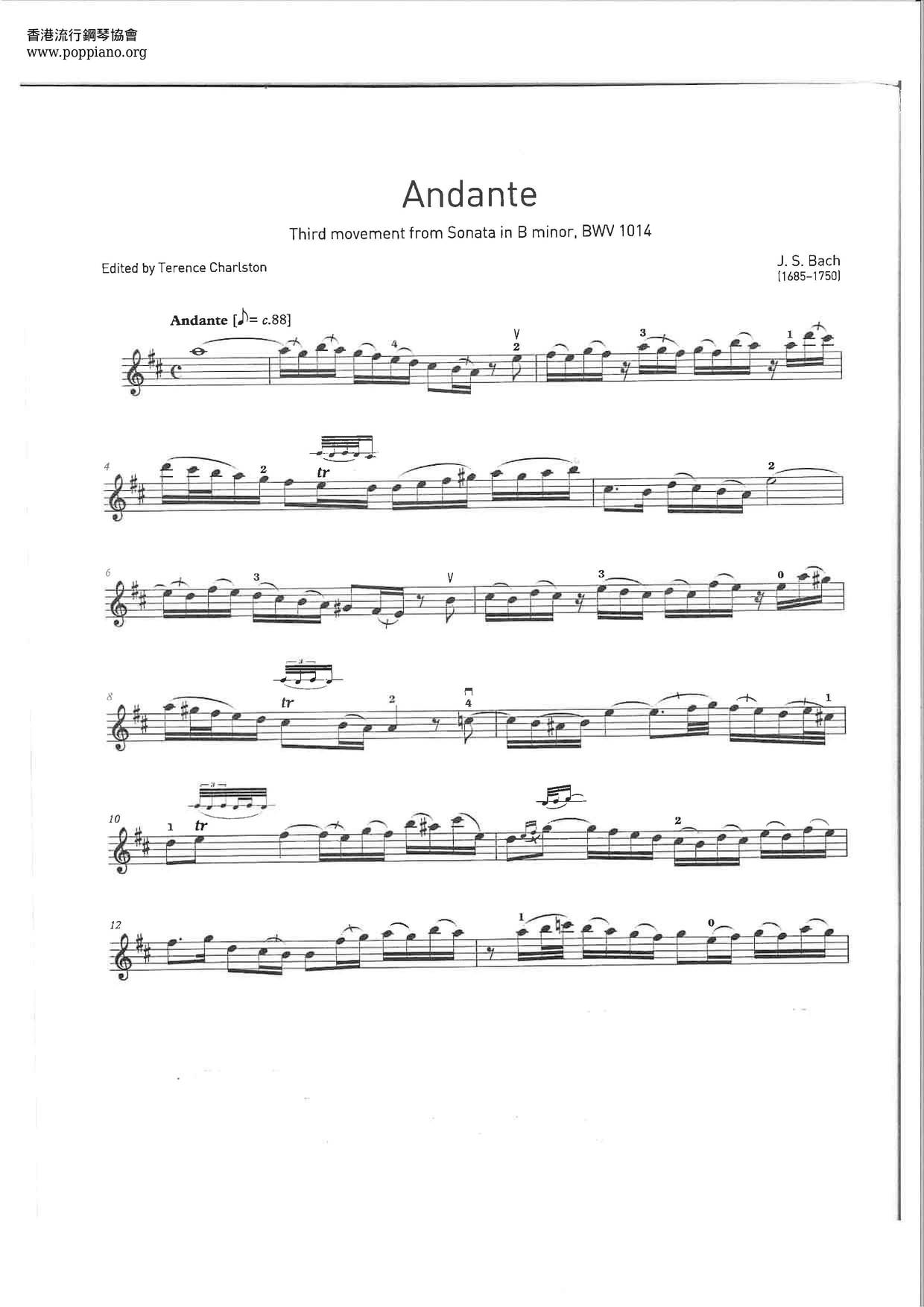 Sonata in B Minor 3rd Movt, BWV 1014琴譜