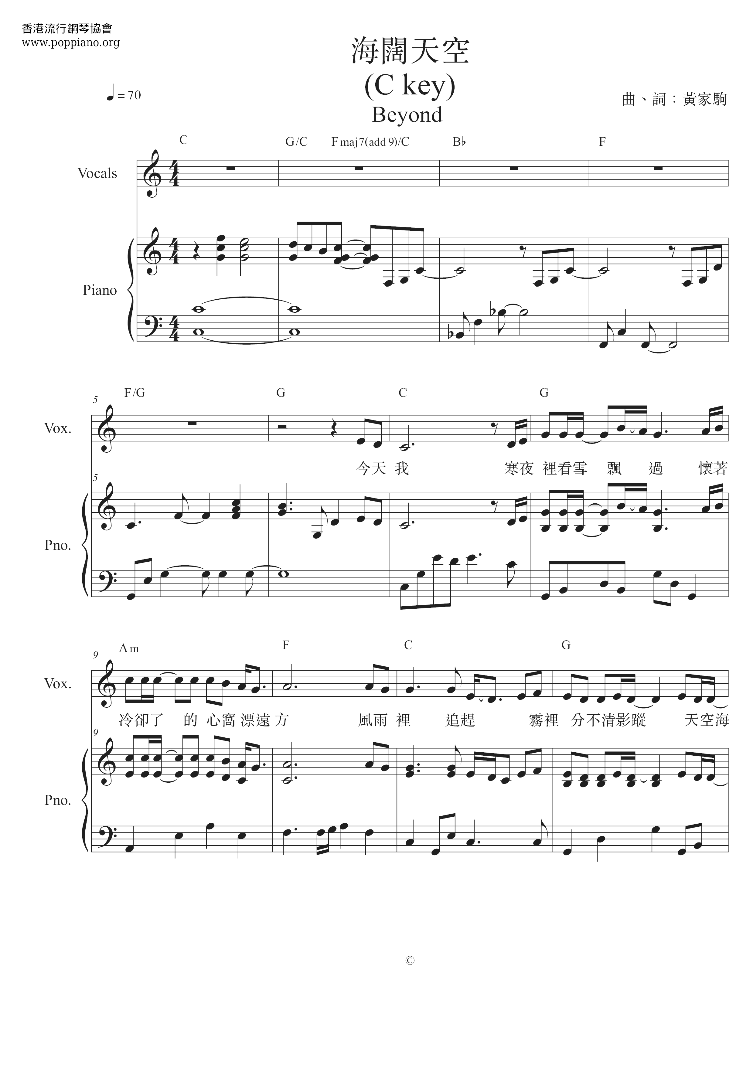 The Boundless Sea and Sky Score