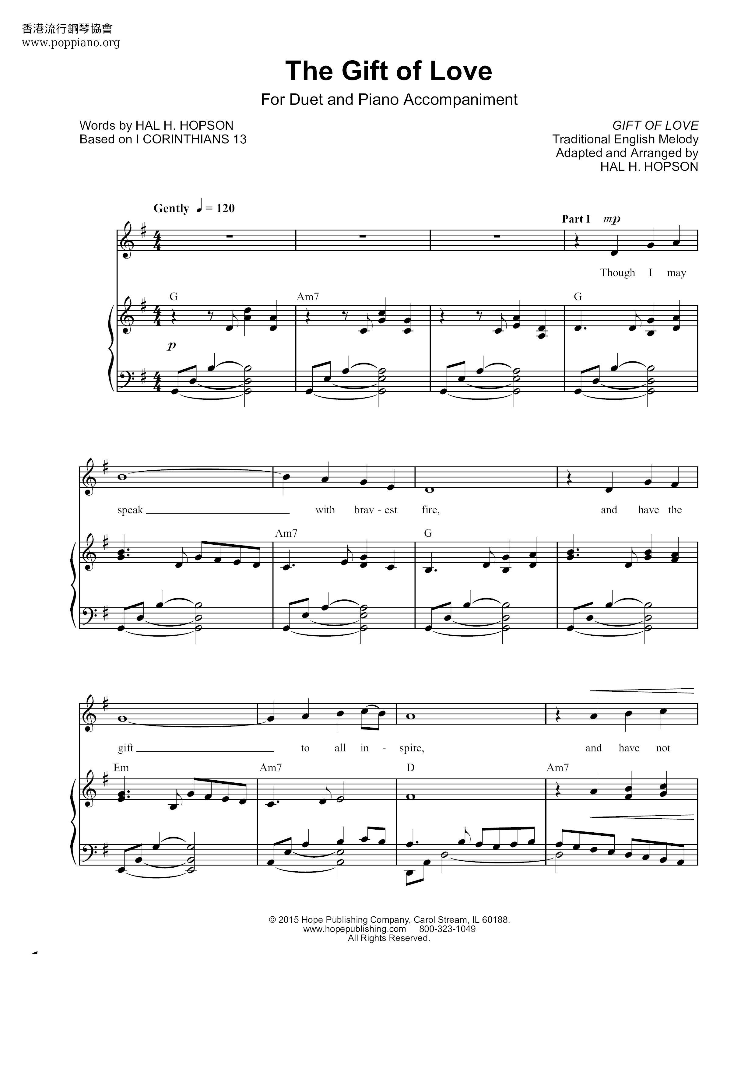 SpiritualThe Gift Of Love Sheet Music pdf, Free Score Download ★