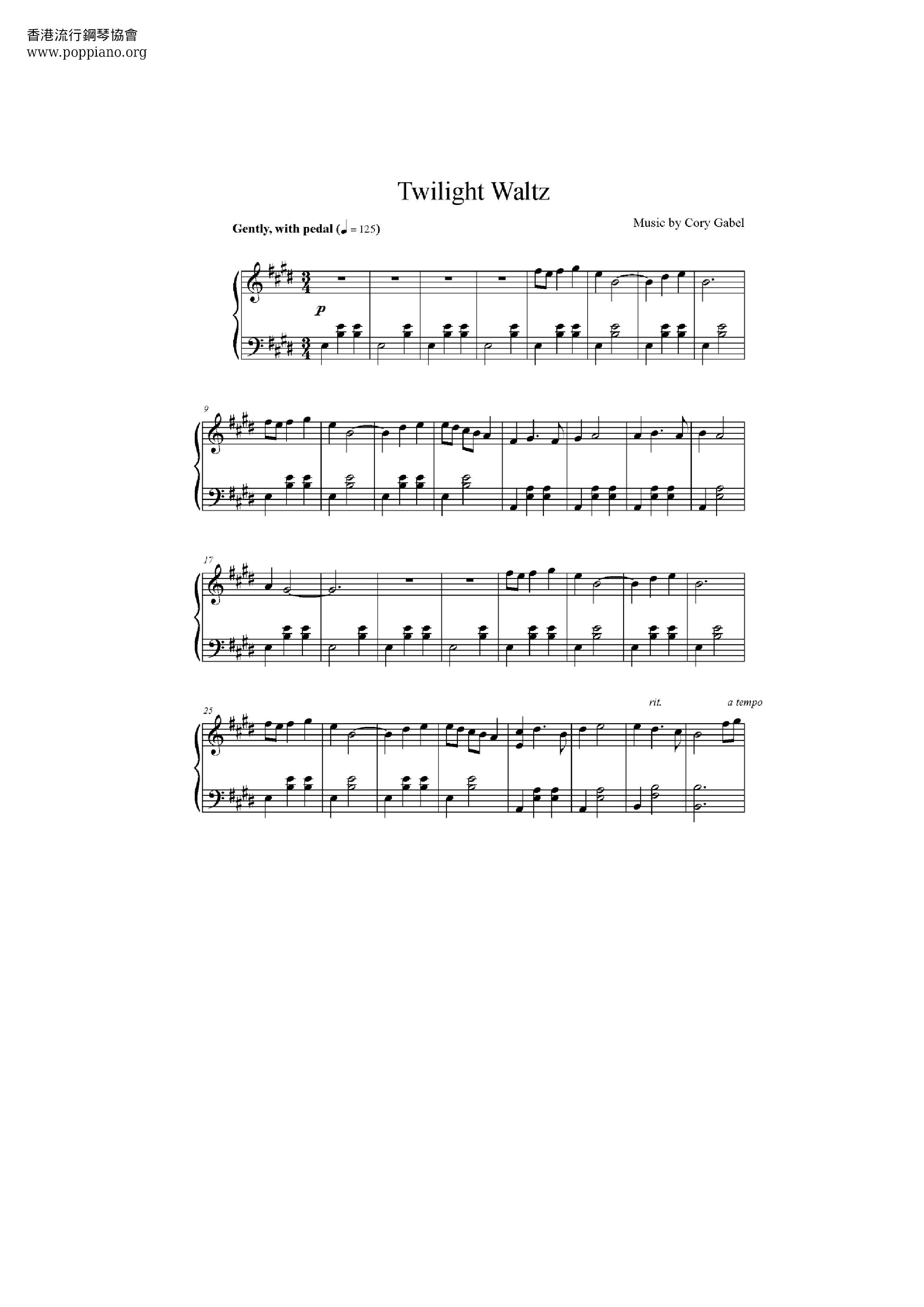 Twilight Waltz琴譜