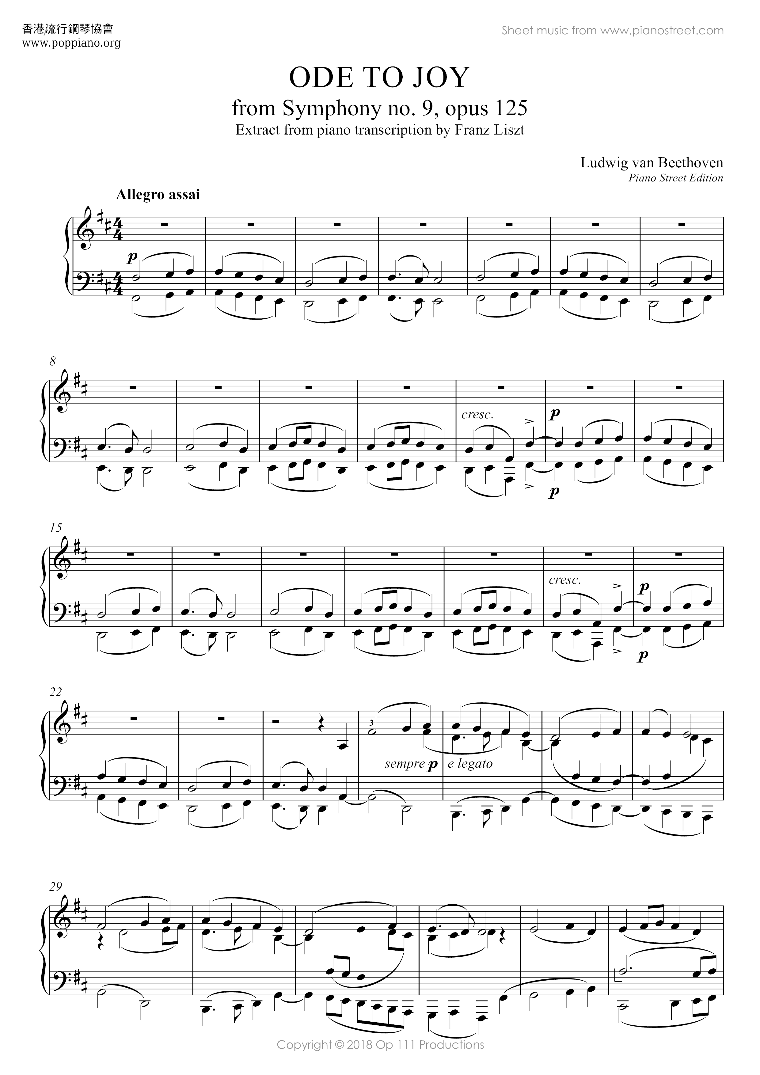 Ode To Joy Score