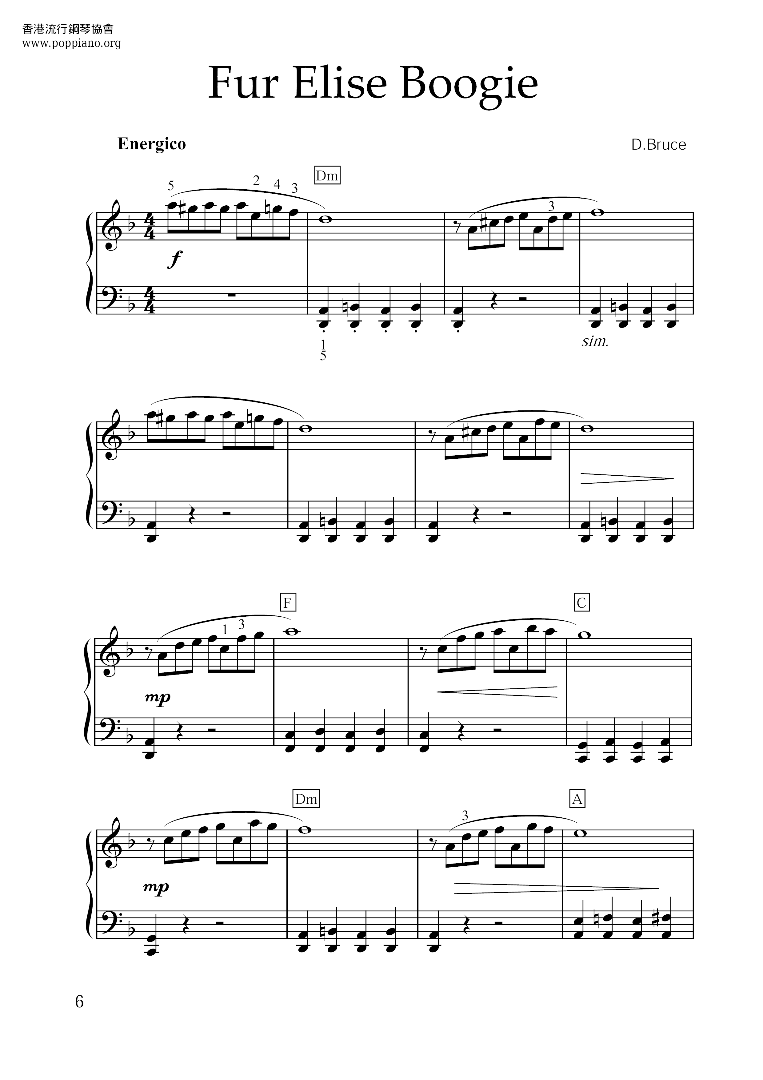 Bagatelle No. 25 in A Minor, WoO 59 Für Elise琴譜