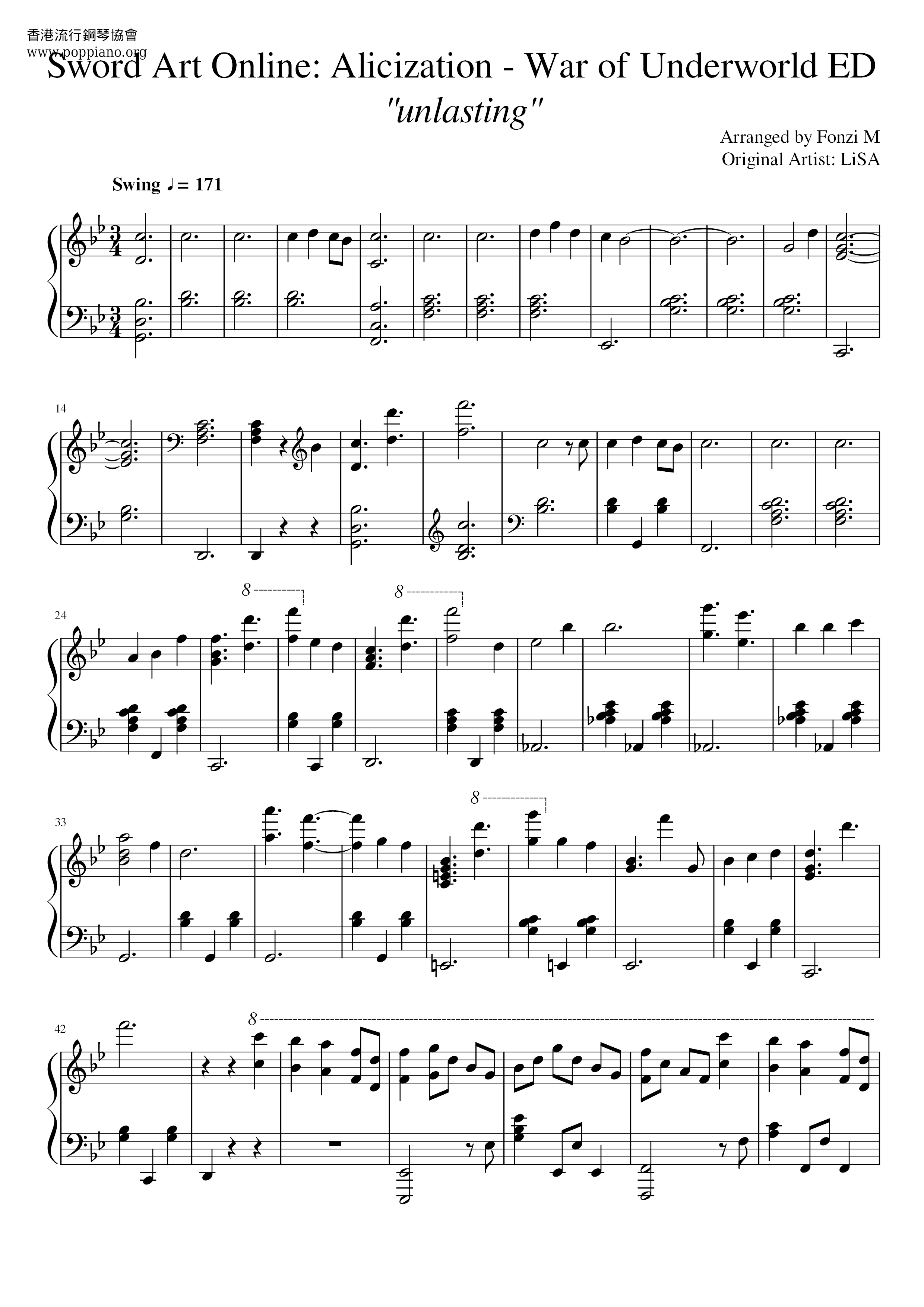 Sword Art Online - Unlasting Score