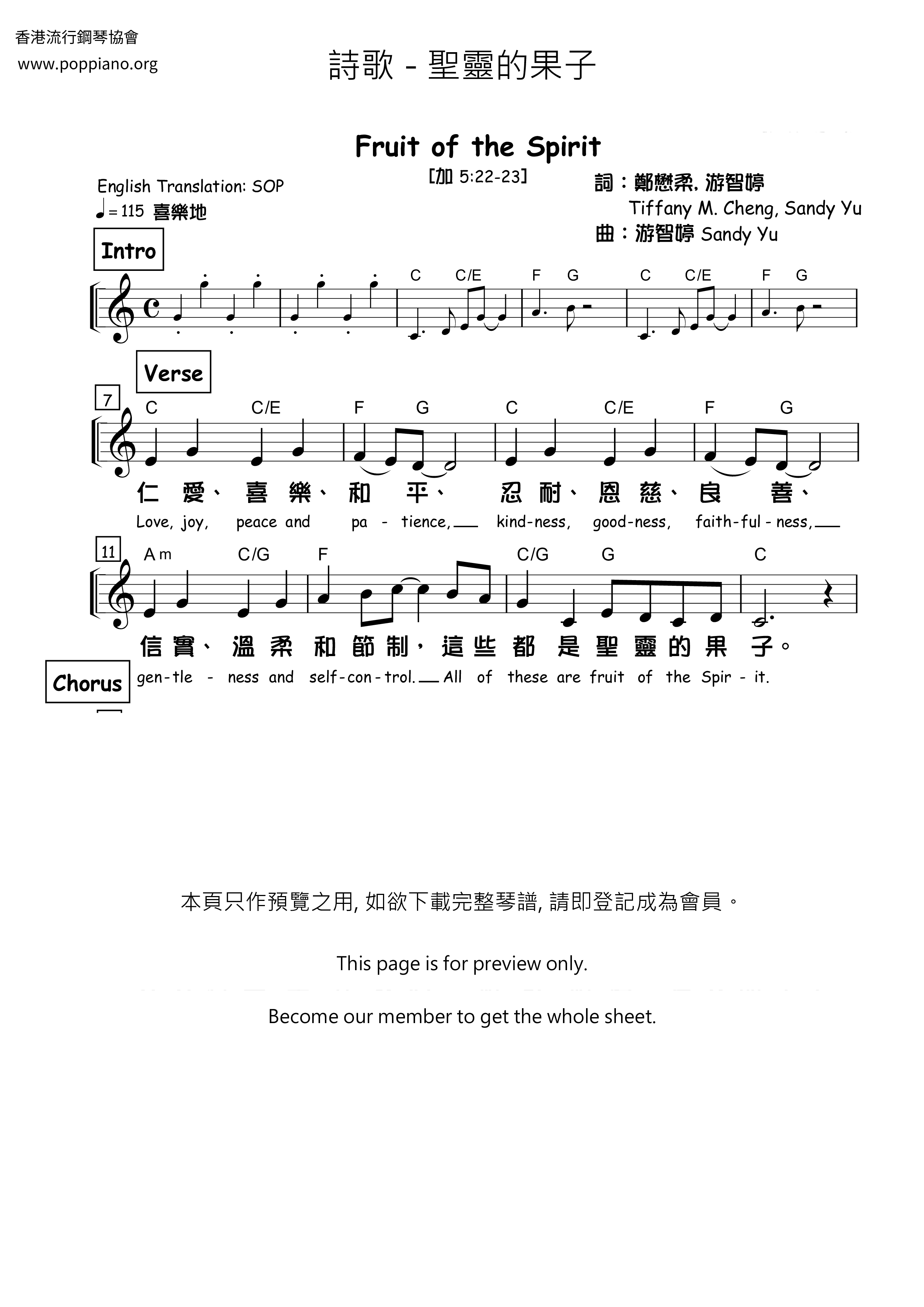 Fruit Of The Holy Spirit Score