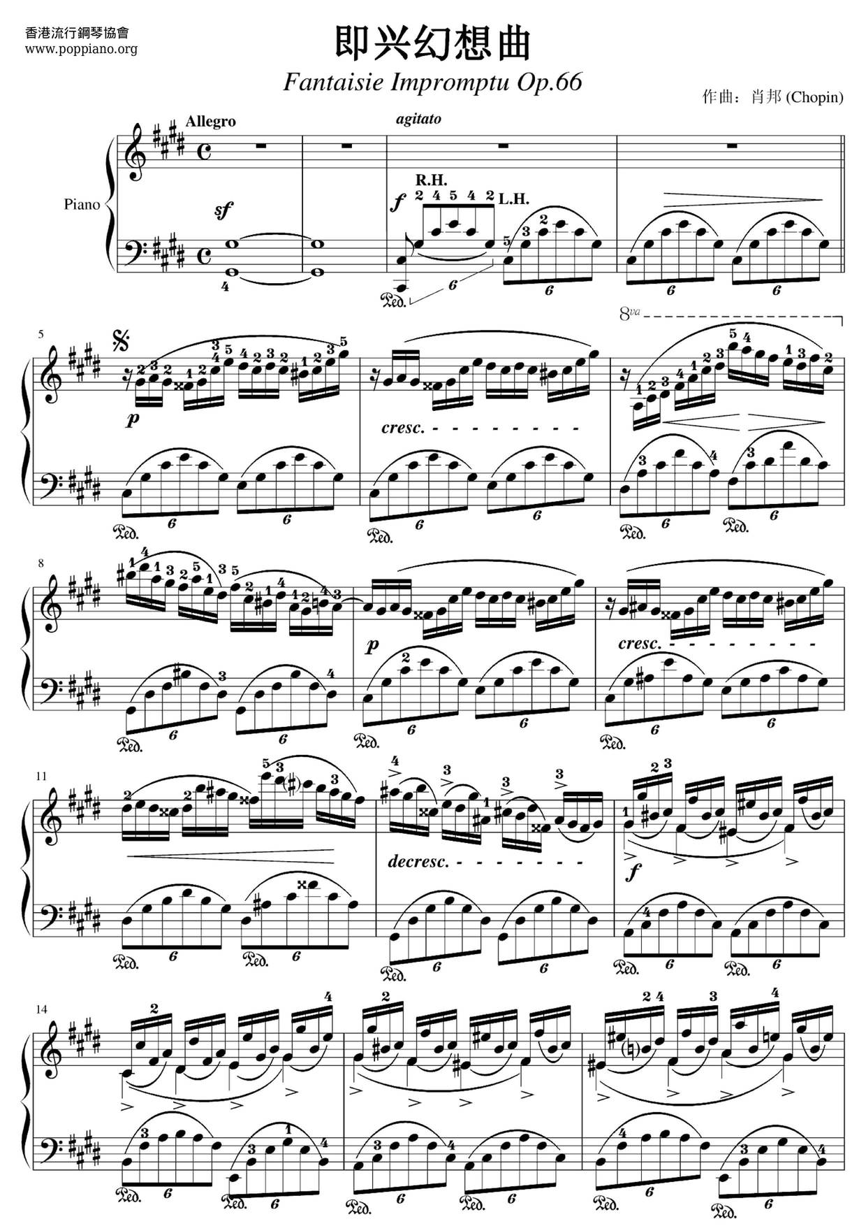 Fantasie Impromptu Op. 66 即興幻想曲 Score