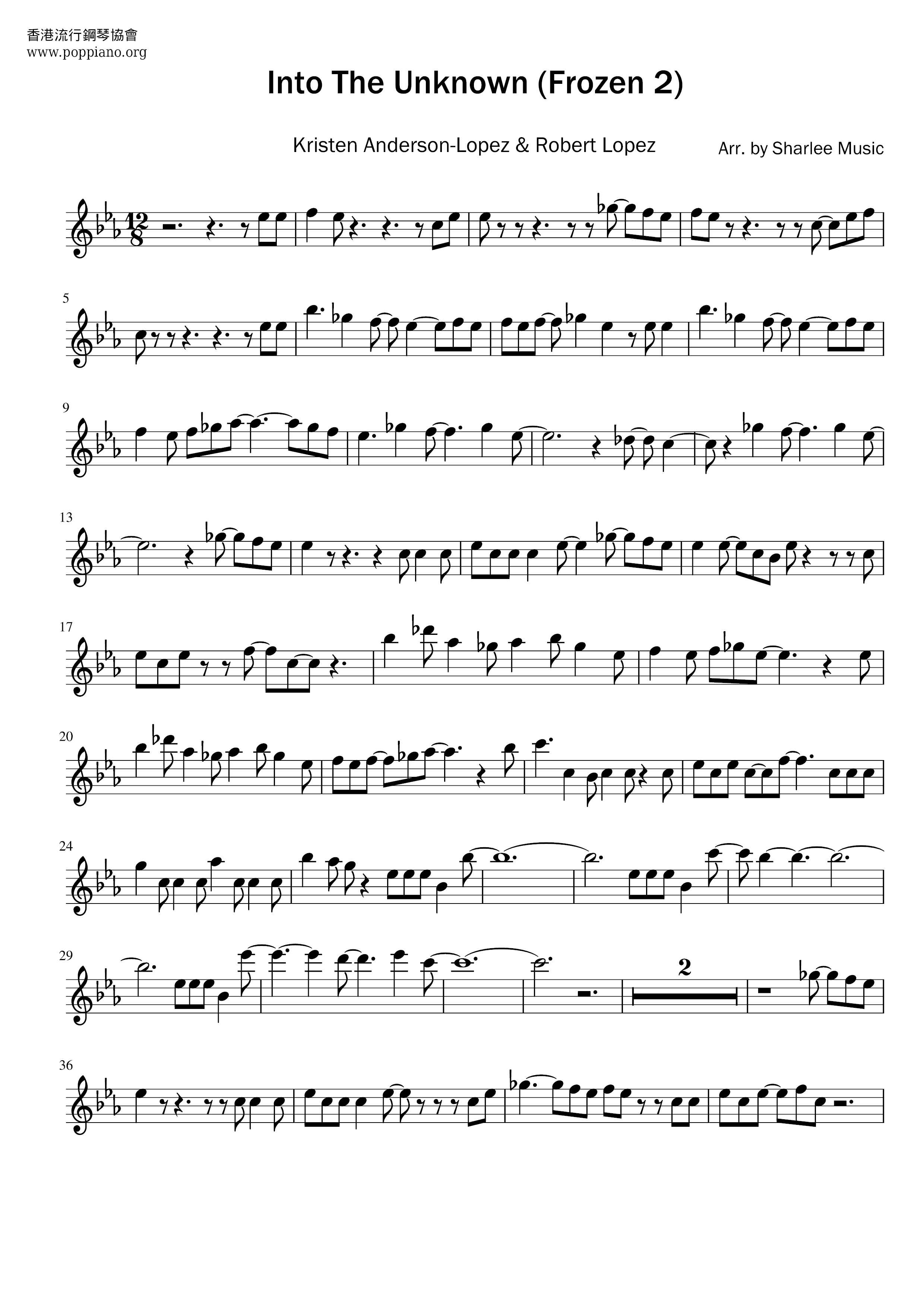 Frozen 2 - Into The Unknown Score