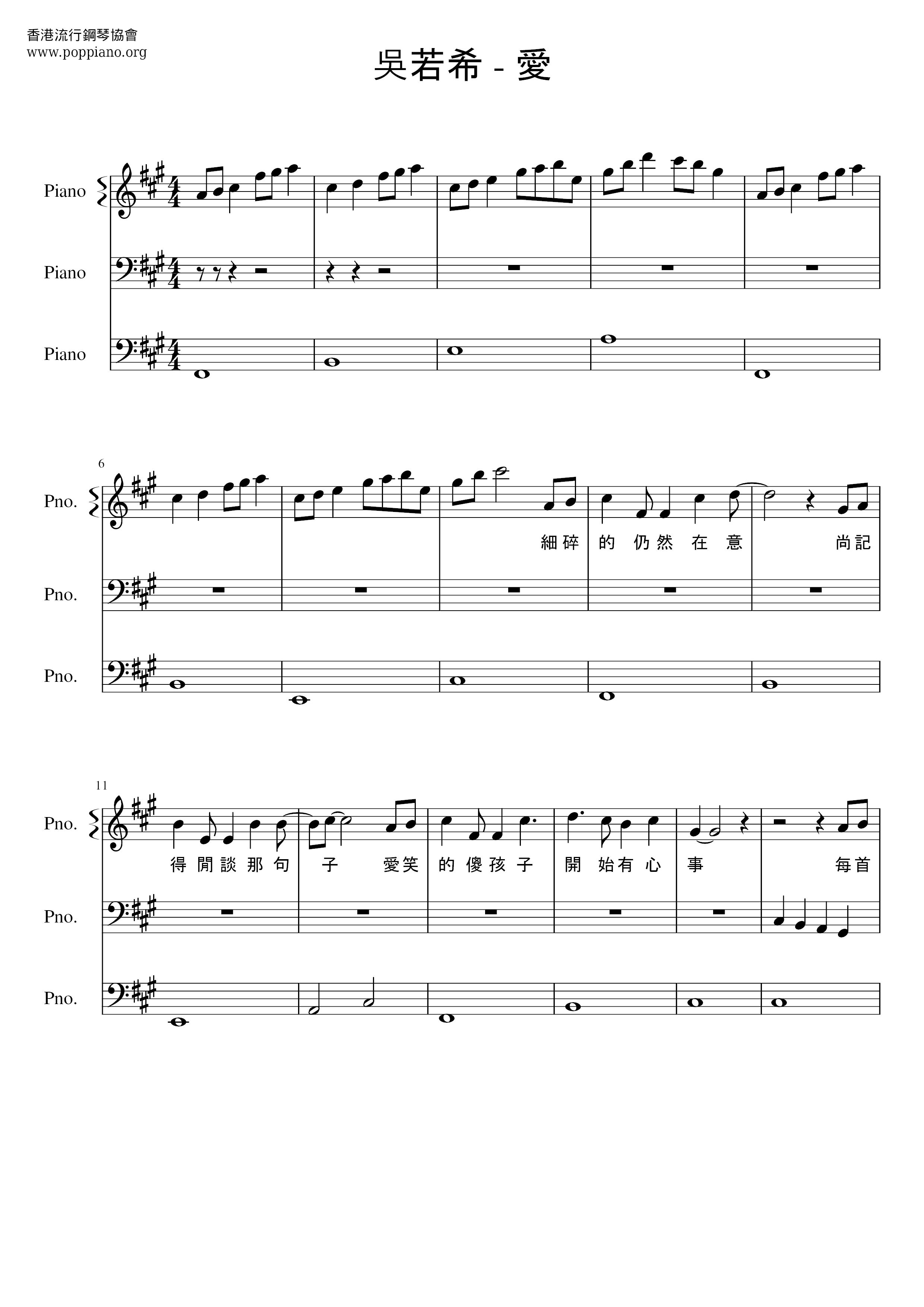 Love (2016 Theme Song When Love Comes) Score