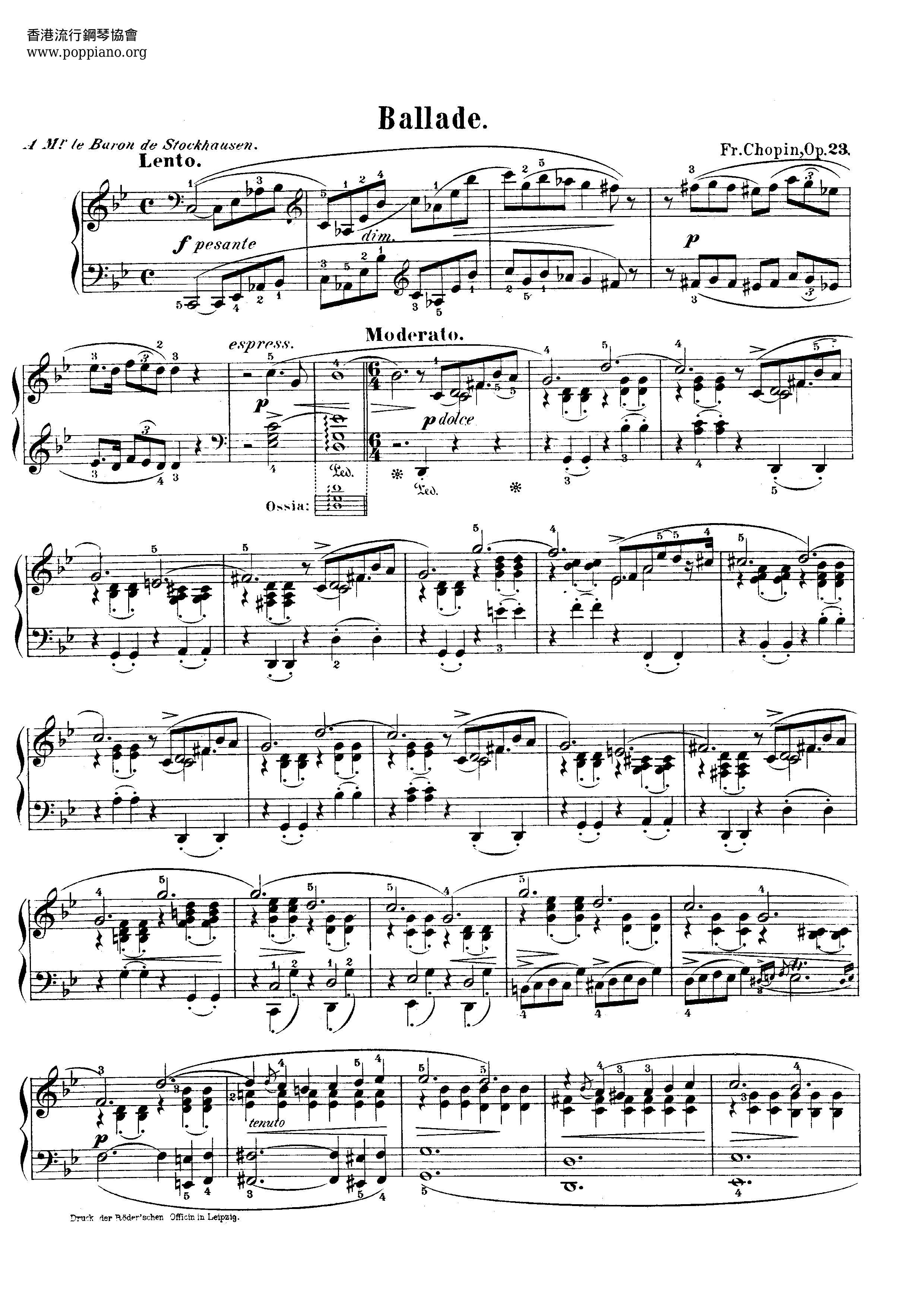 Ballade In G Minor No. 1 Op. 23琴谱