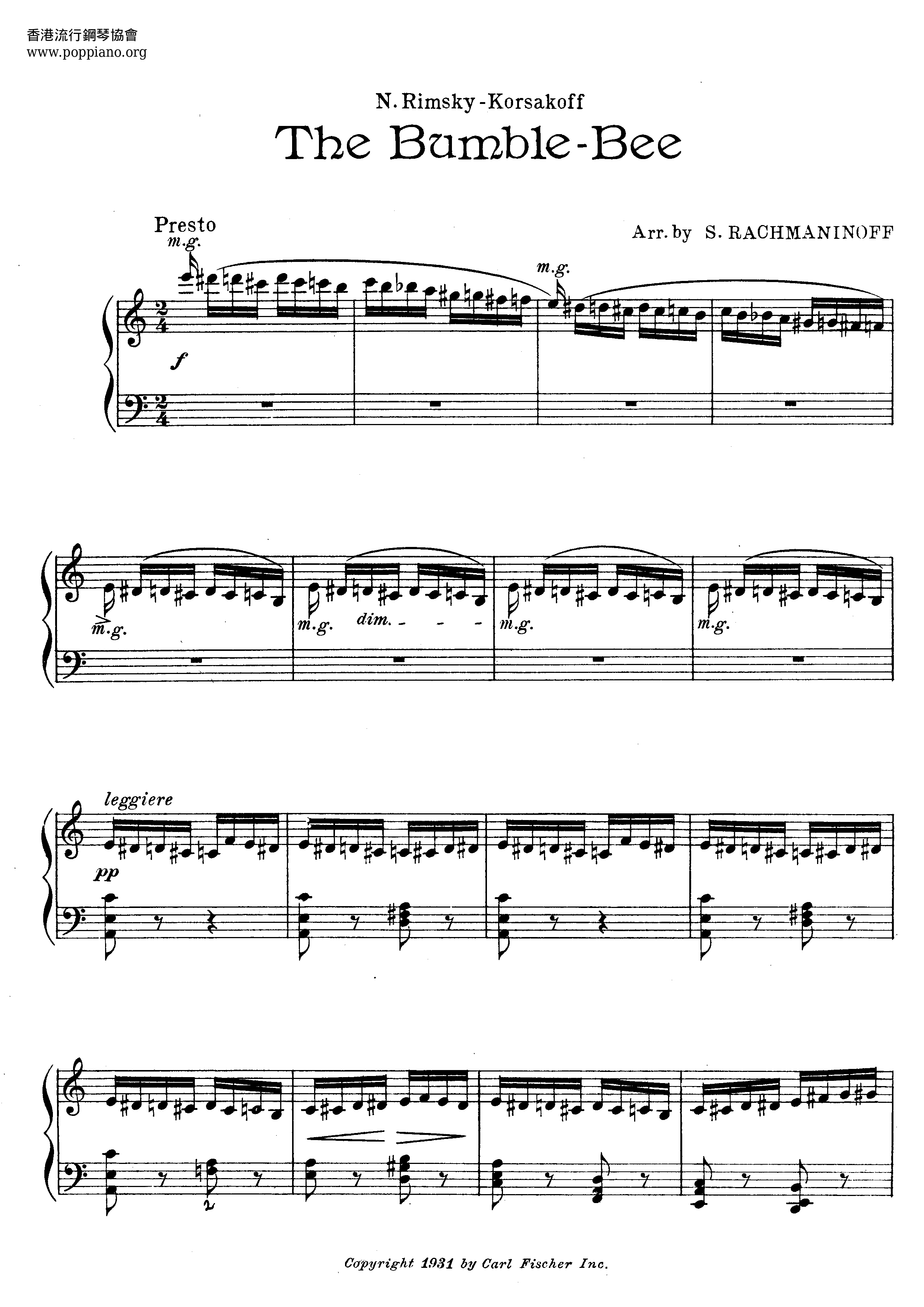 Flight Of The Bumblebee Score