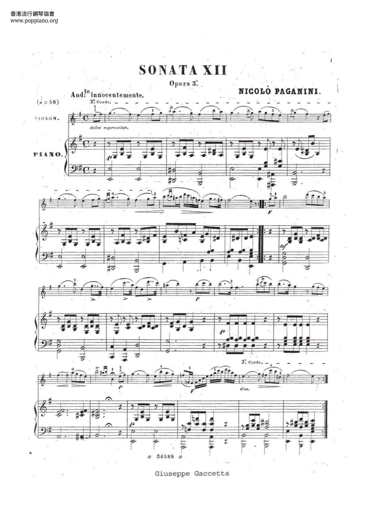 Violin Sonata No.3 Op.12琴谱