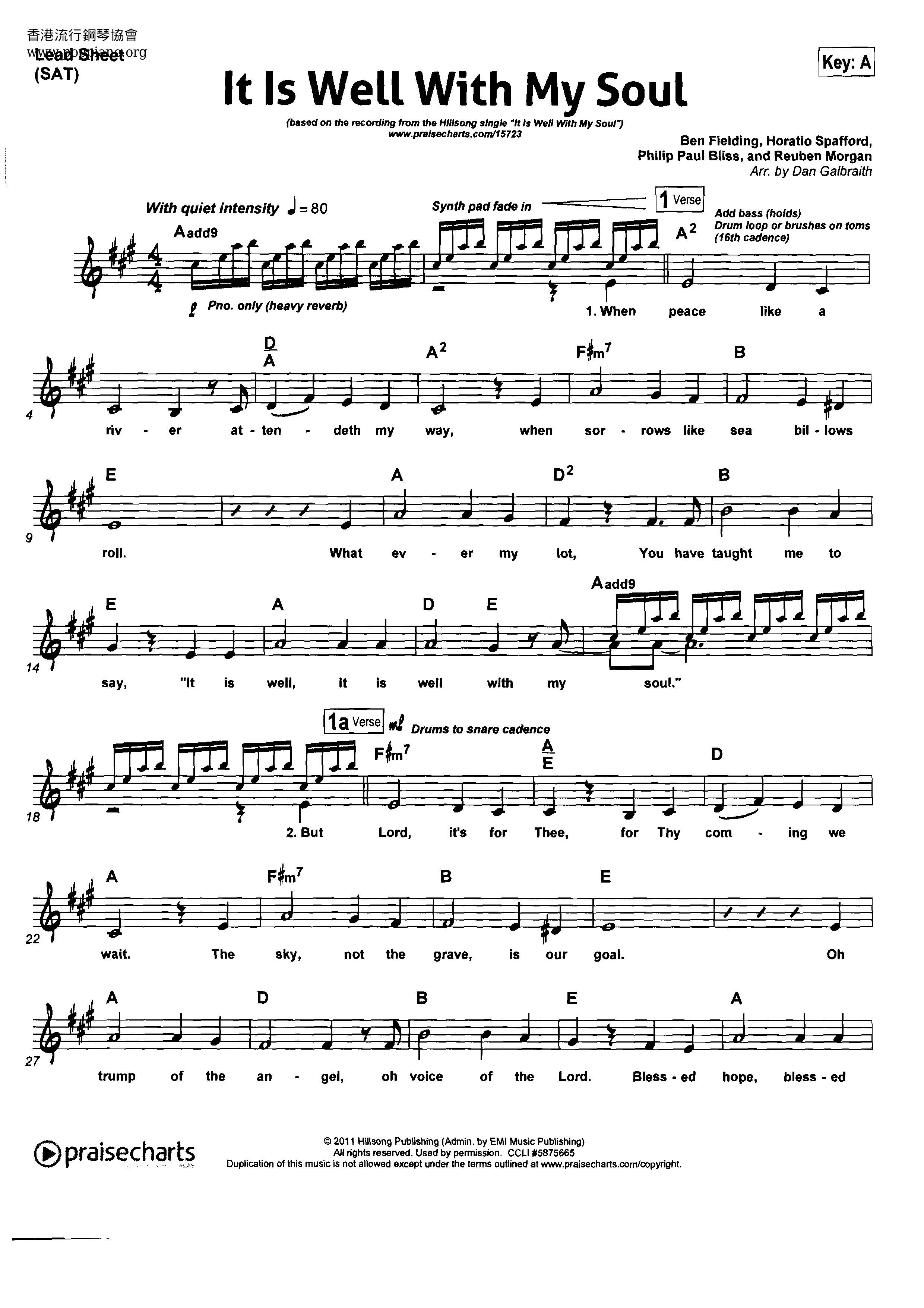Spiritual it is well with my soul sheet music pdf free score download 