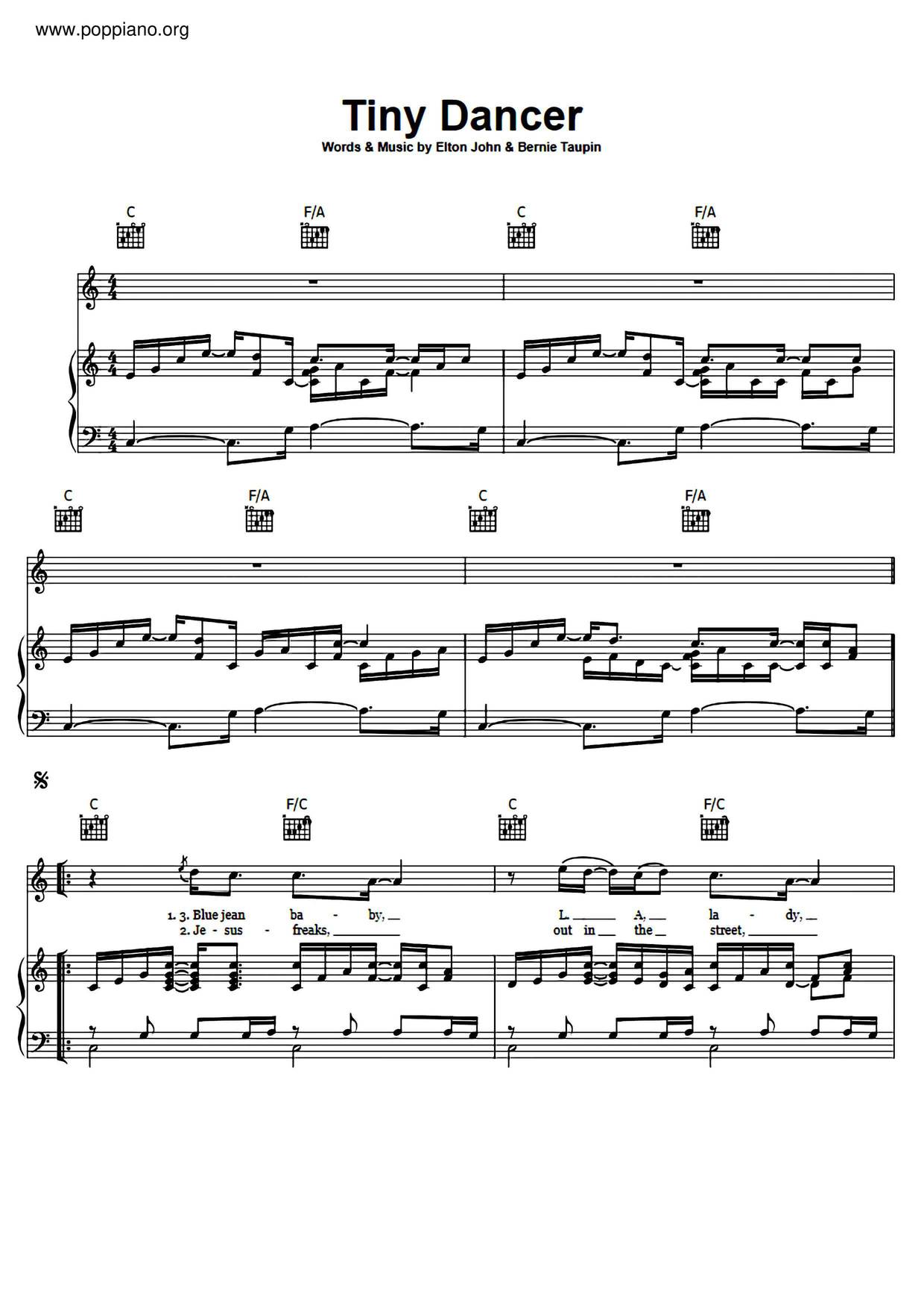 Elton John - Tiny Dancer, PDF, American Songs