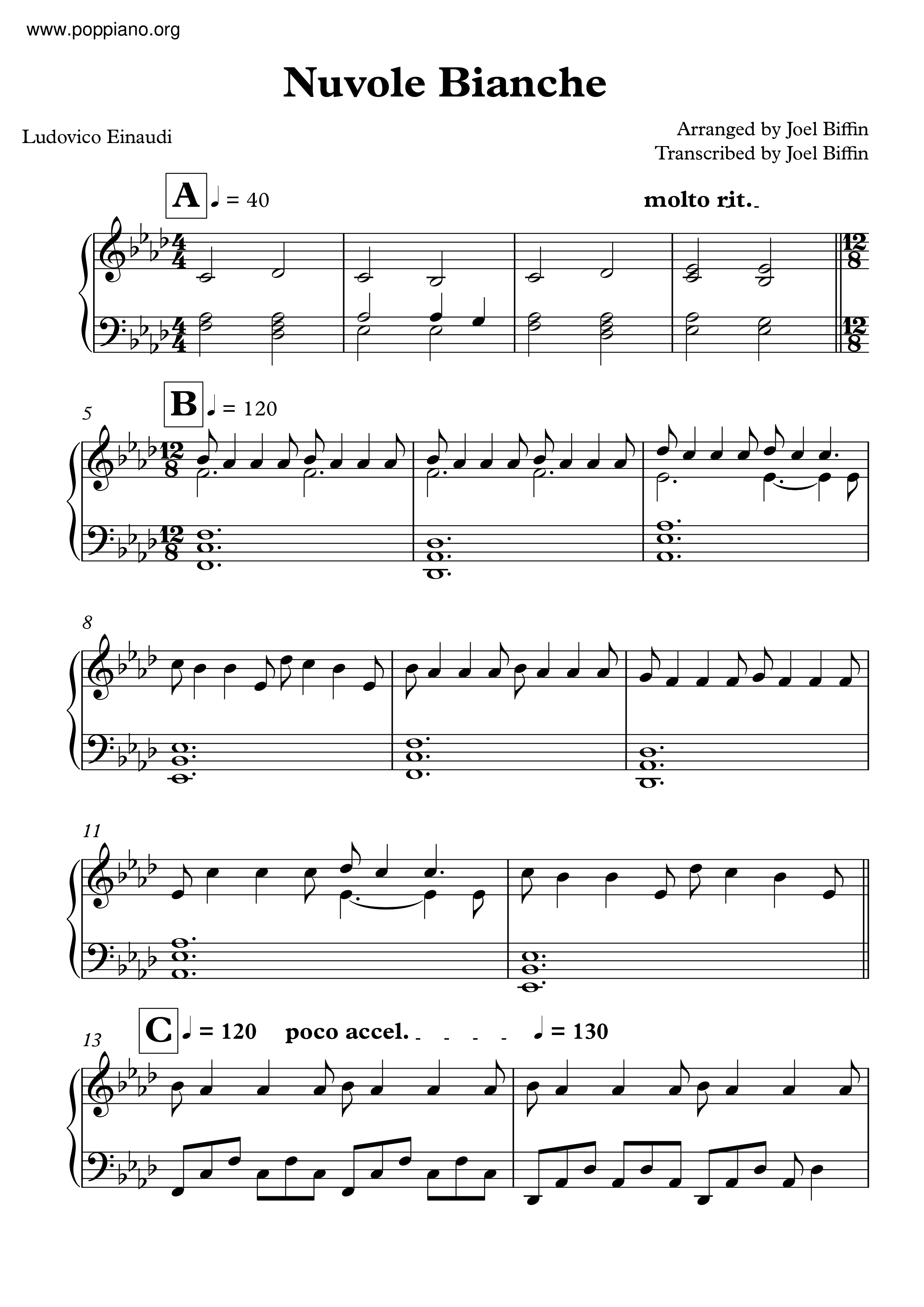 Nuvole Bianche琴谱