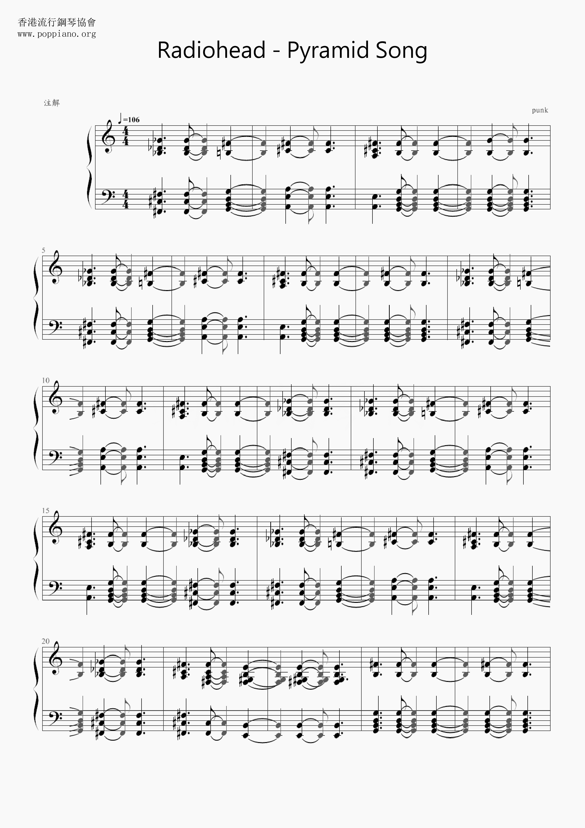 Pyramid Song Score