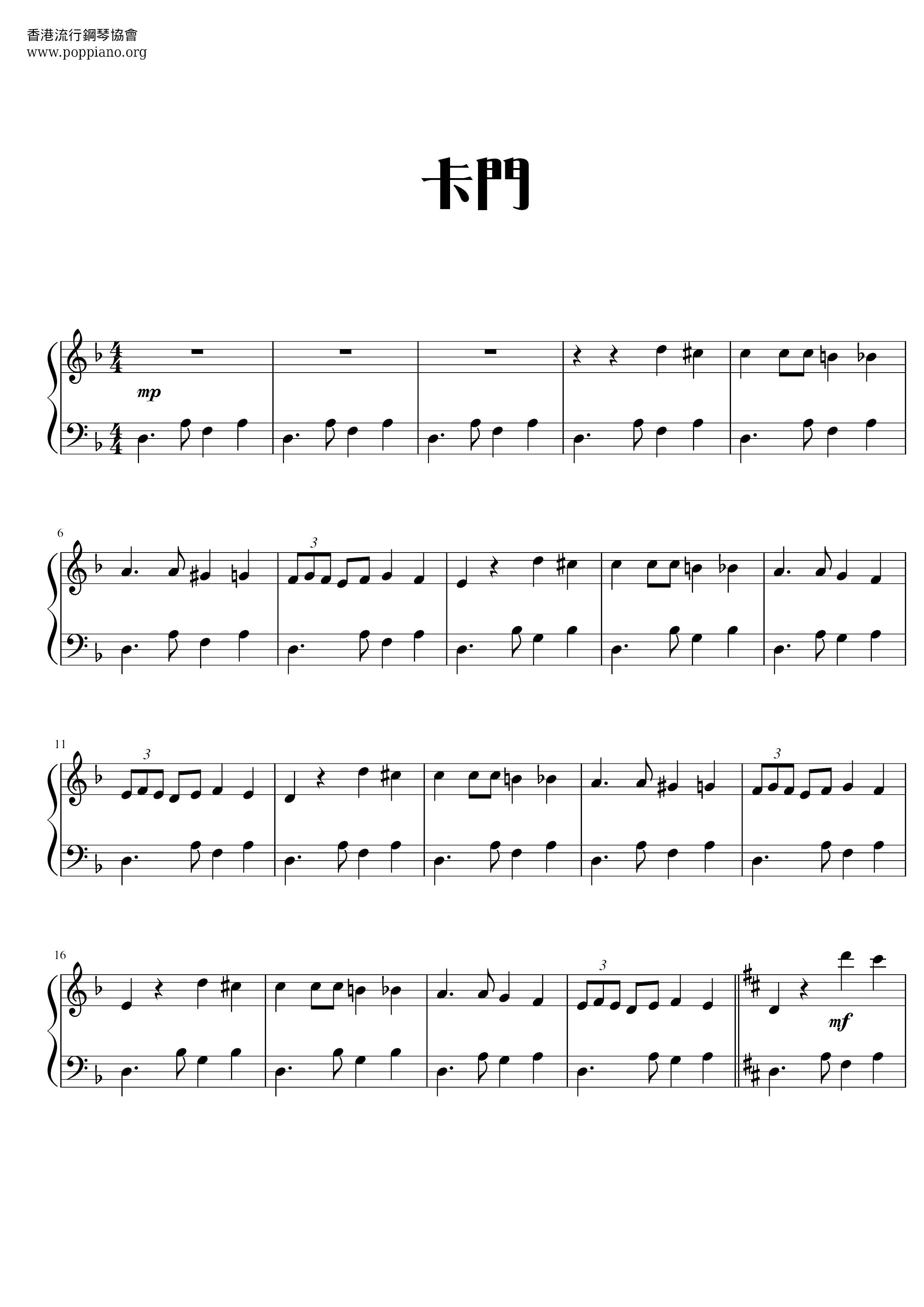 Carmen - Habanera Score