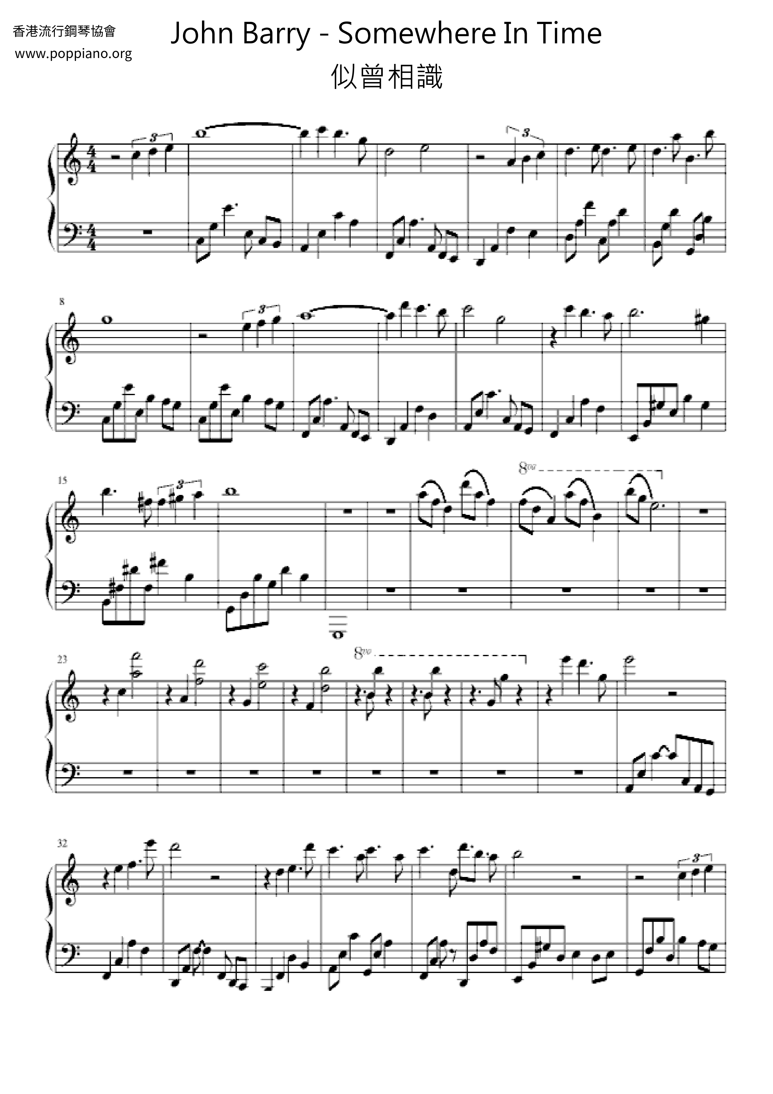 Somewhere In Time Score