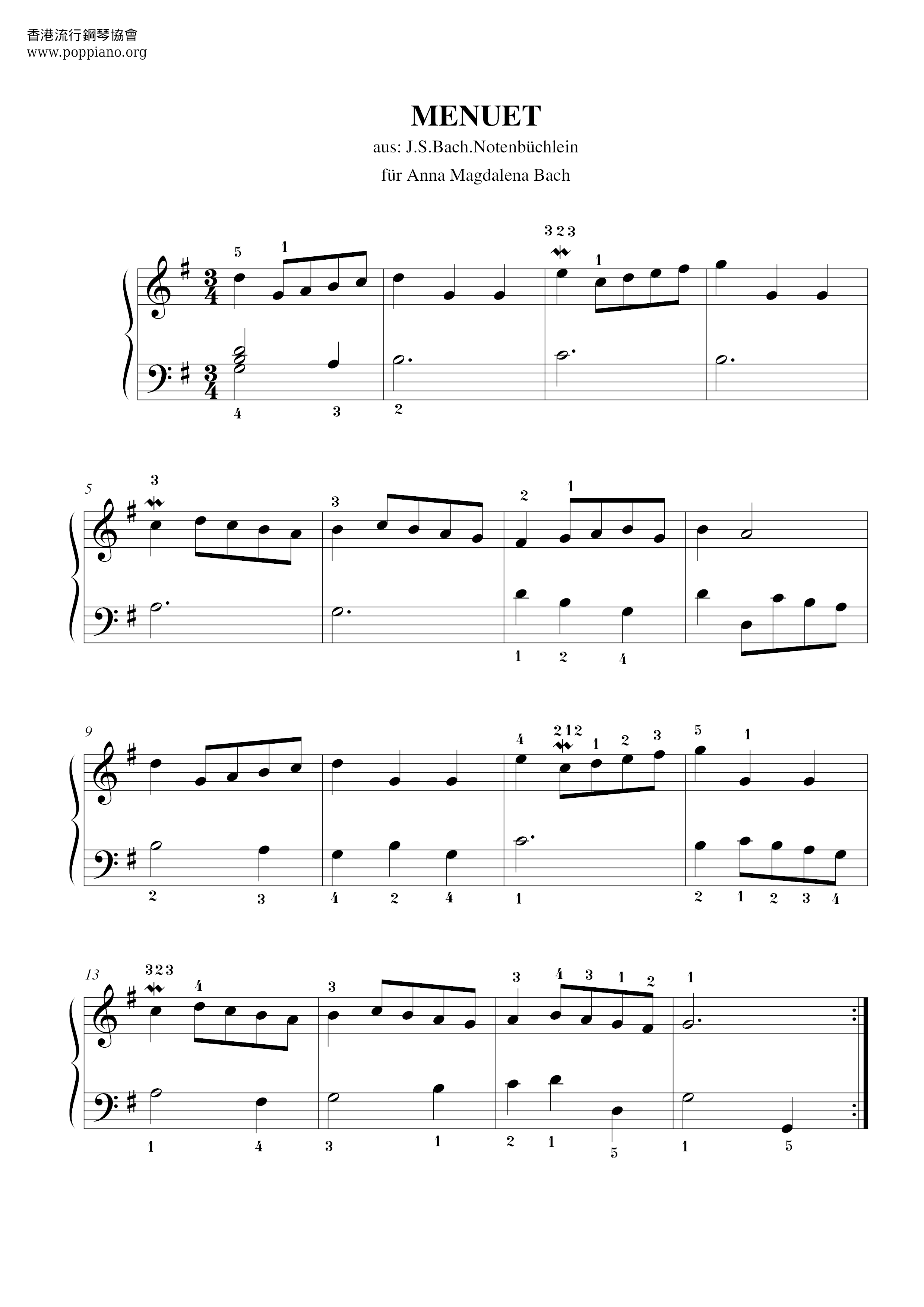 Minuet In G Major Score