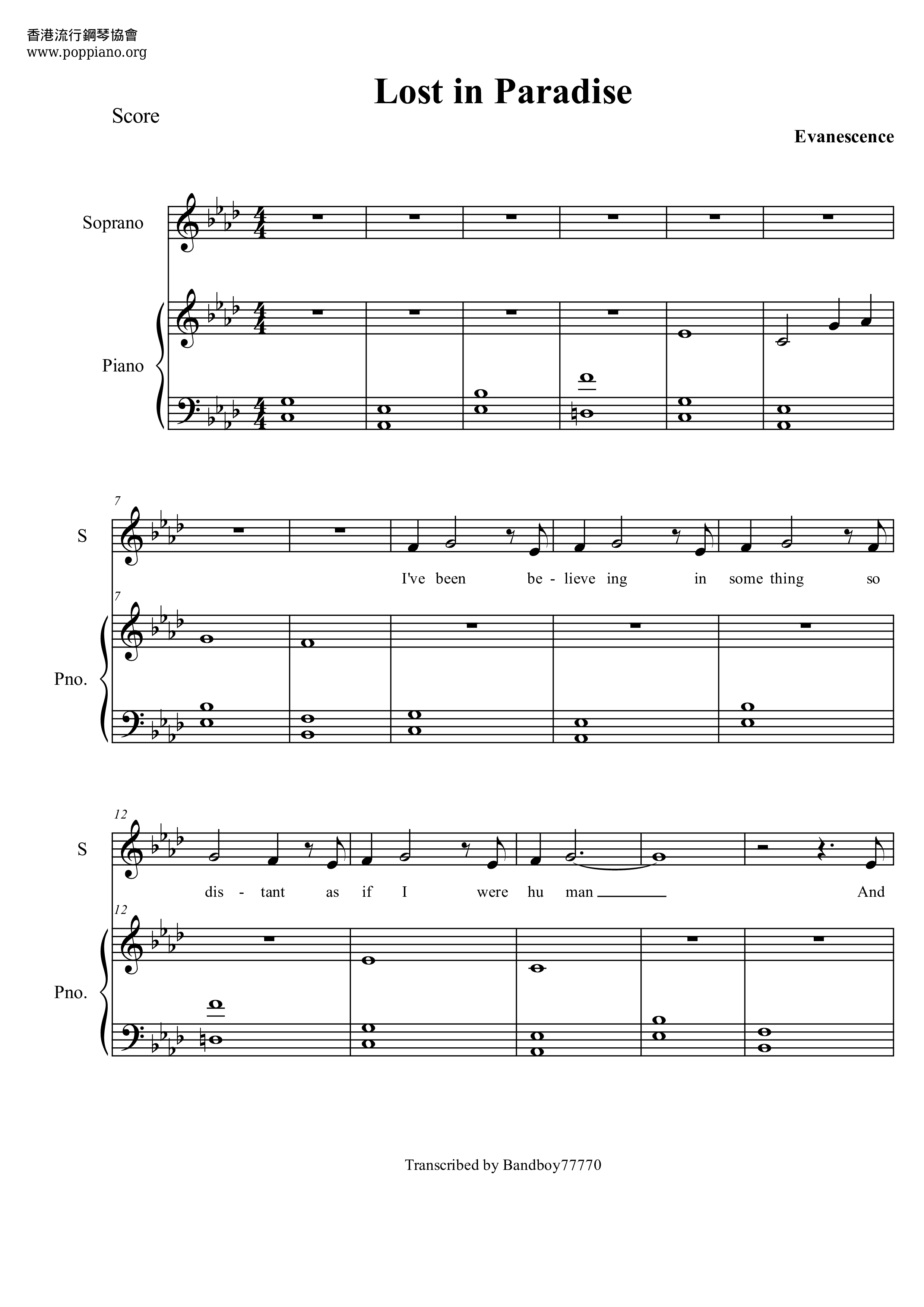 Lost In Paradise Score