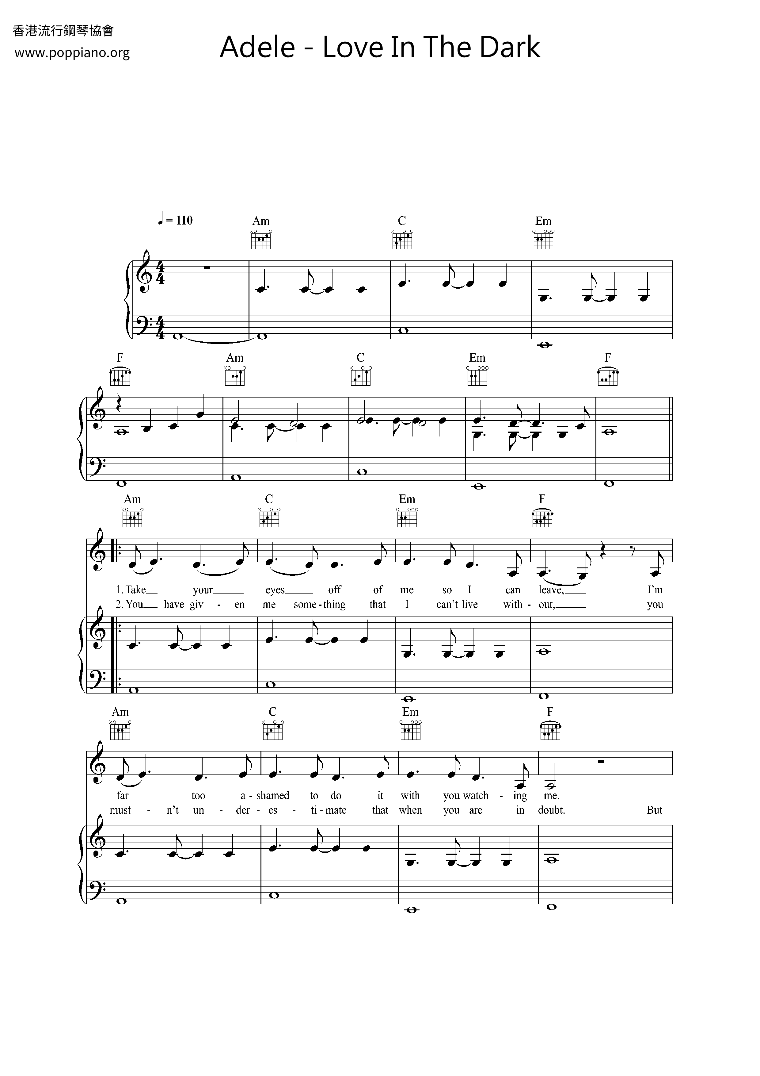 Love In The Dark Score