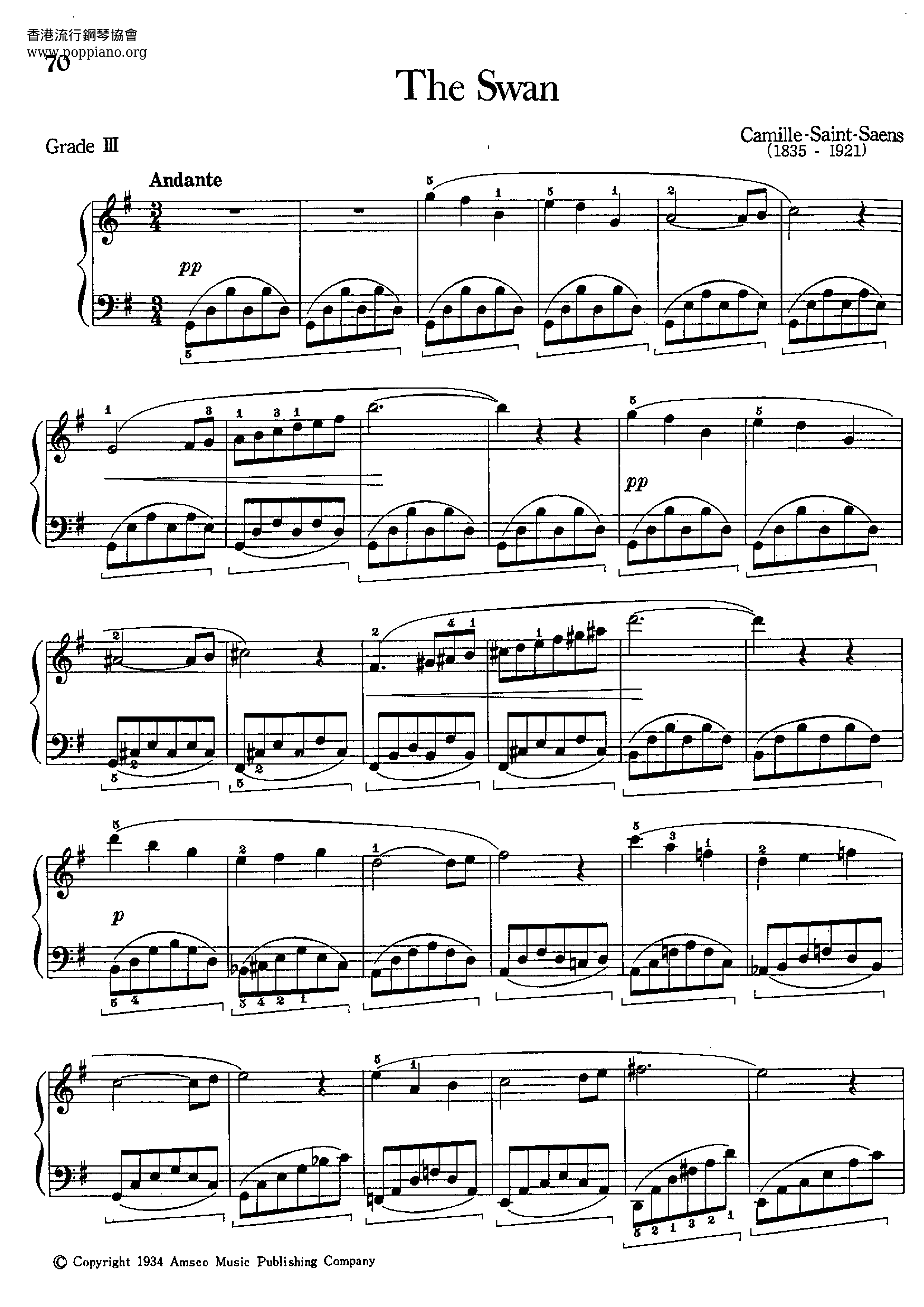 The Swan琴谱