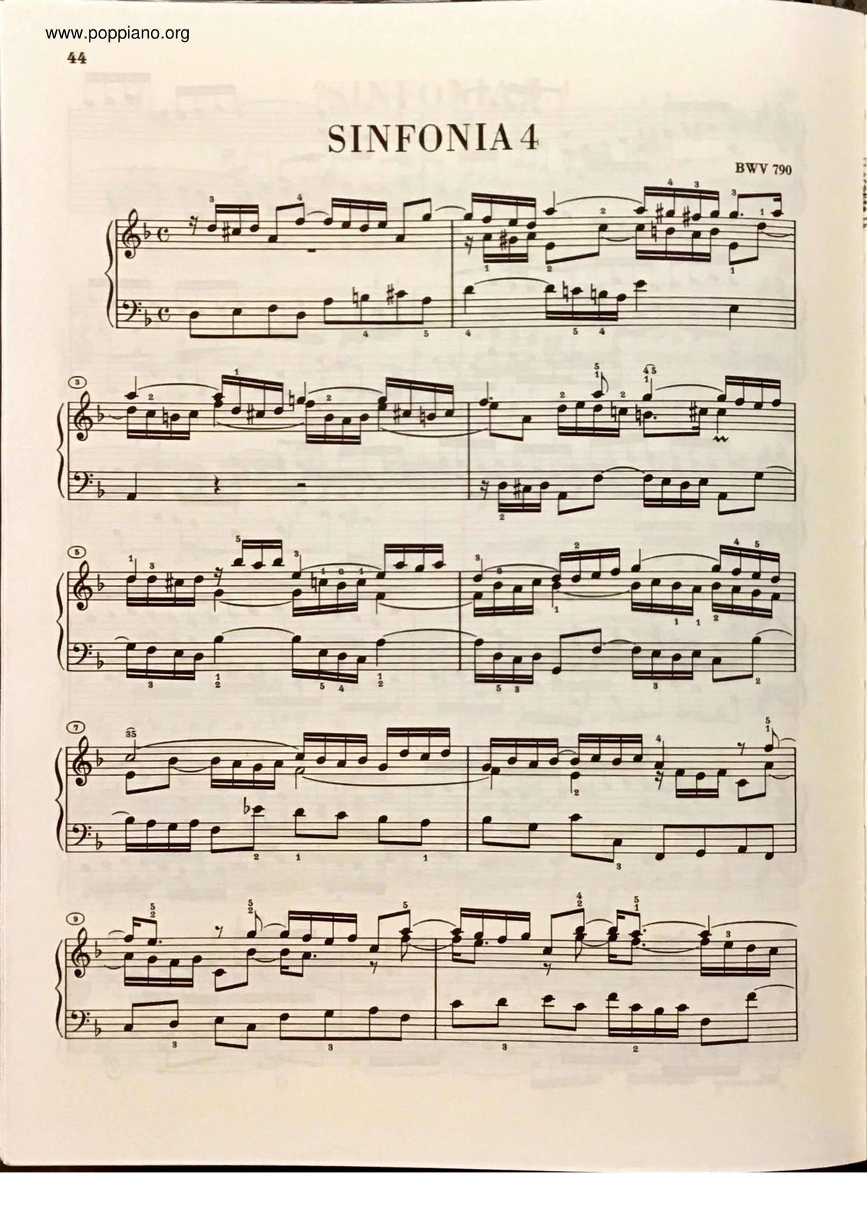 Sinfonia IX, BWV 790琴谱
