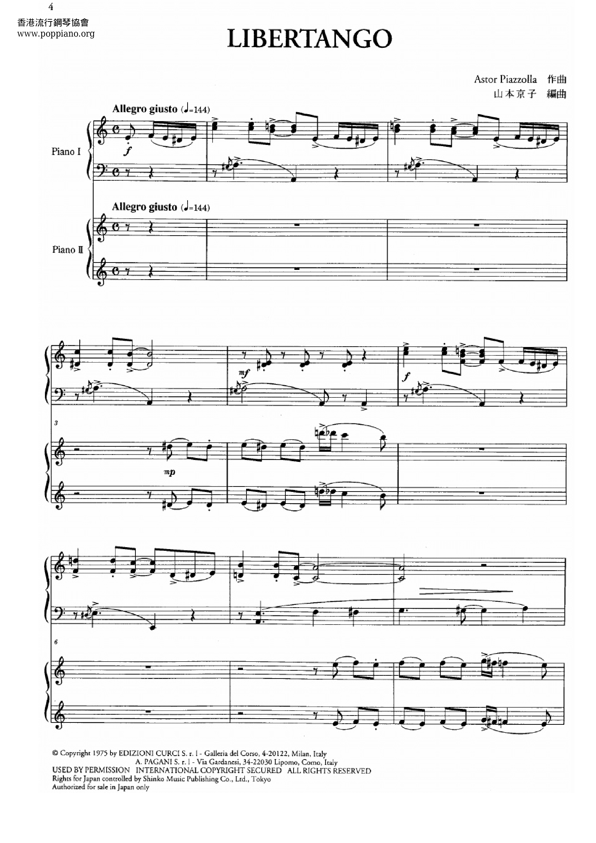 Libertango Score