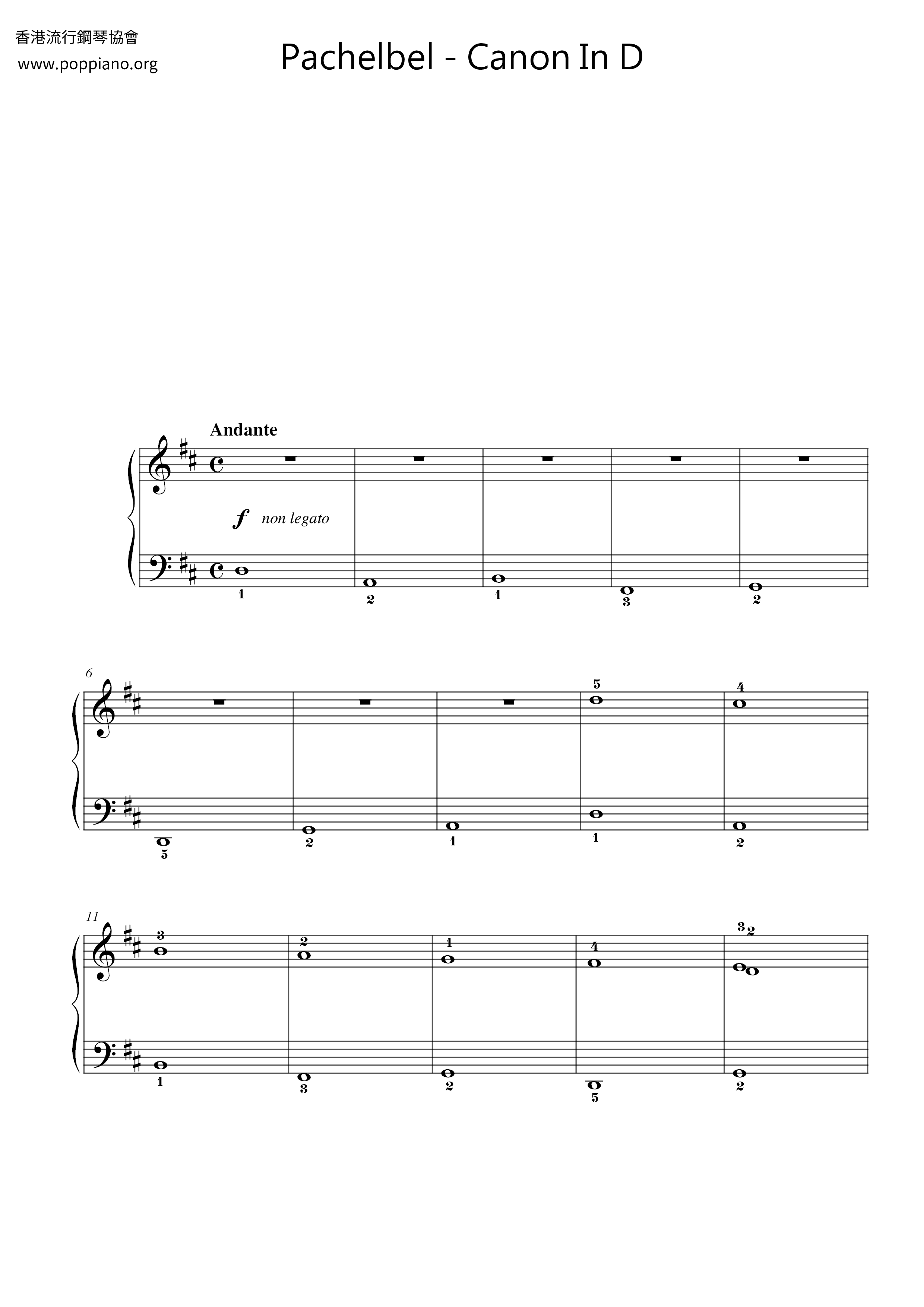 Canon In D Score