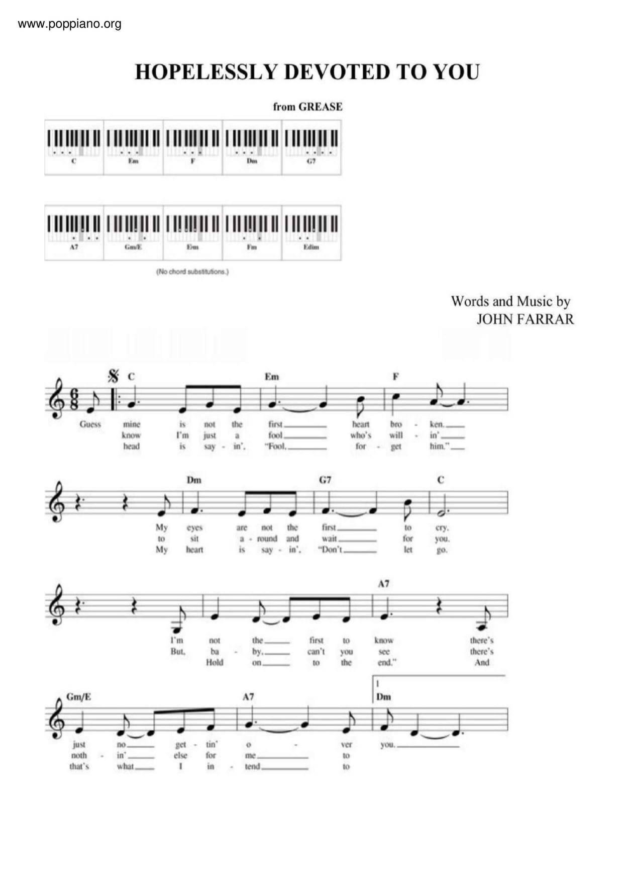 Hopelessly Devoted To You - From Grease Score