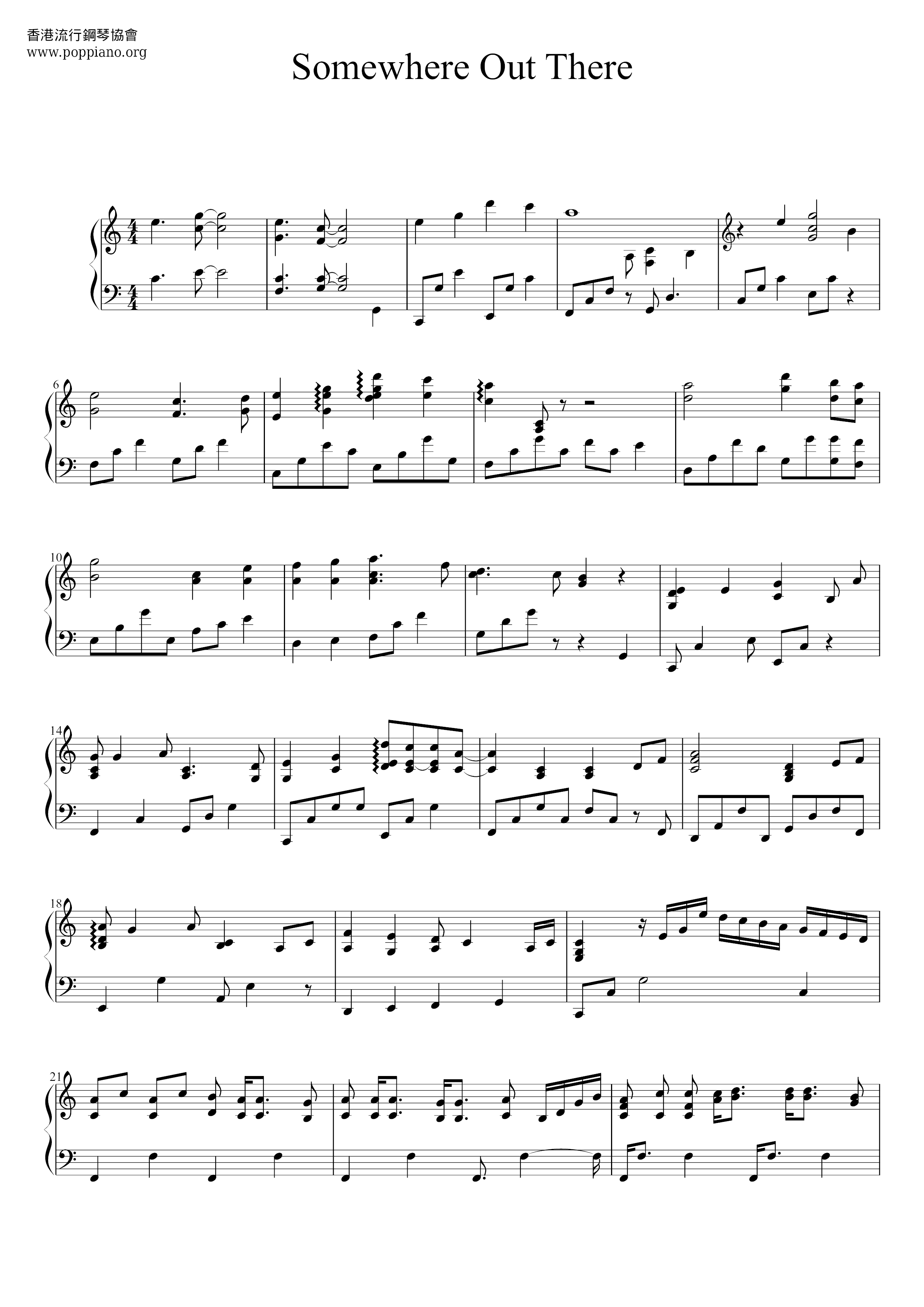 Somewhere Out There - From An American Tail Score